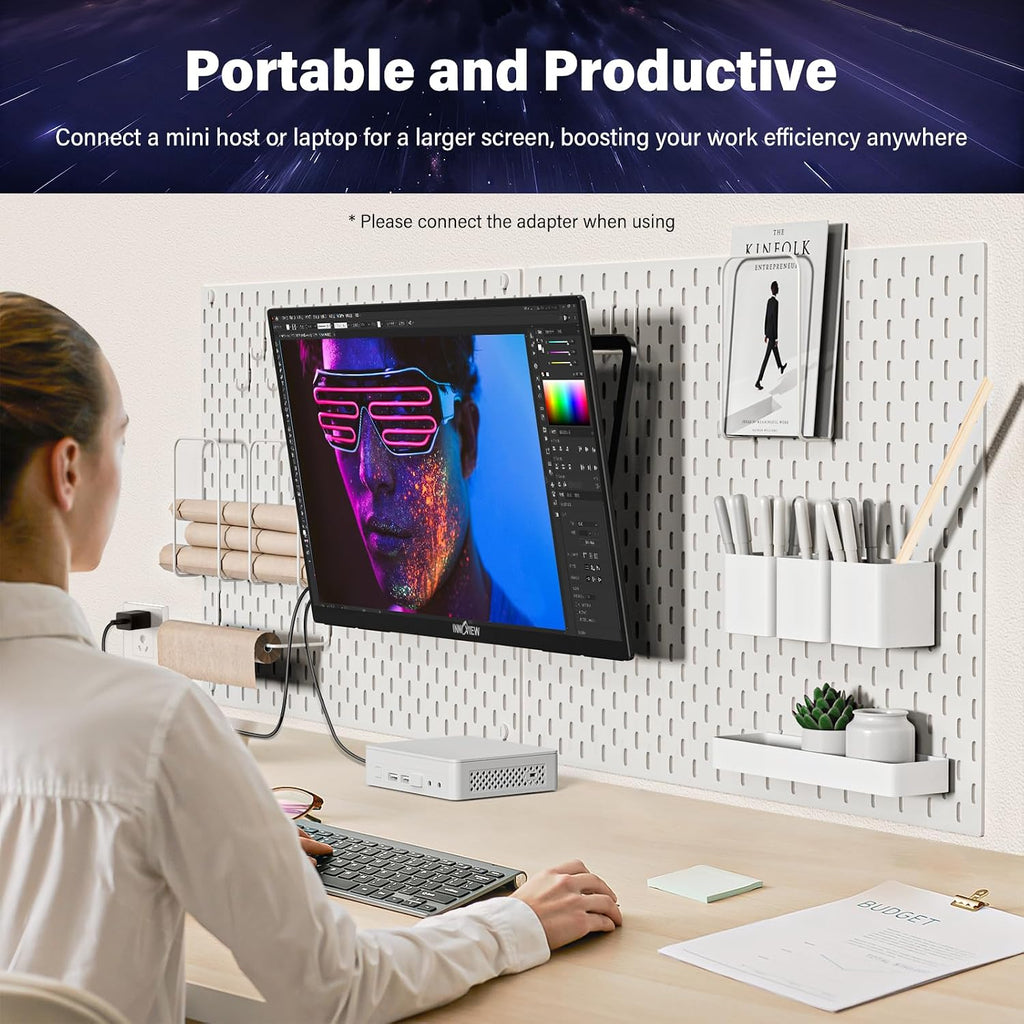 2K 180Hz Portable Gaming Monitor, 23.8' 2560x1440 QHD Fast IPS ∆E<2 100% sRGB Portable Monitor w/180° Adjustable Stand Type-C HDMI Eye Care External Second Screen for Laptop Phone PS4 PS5 Switch Xbox