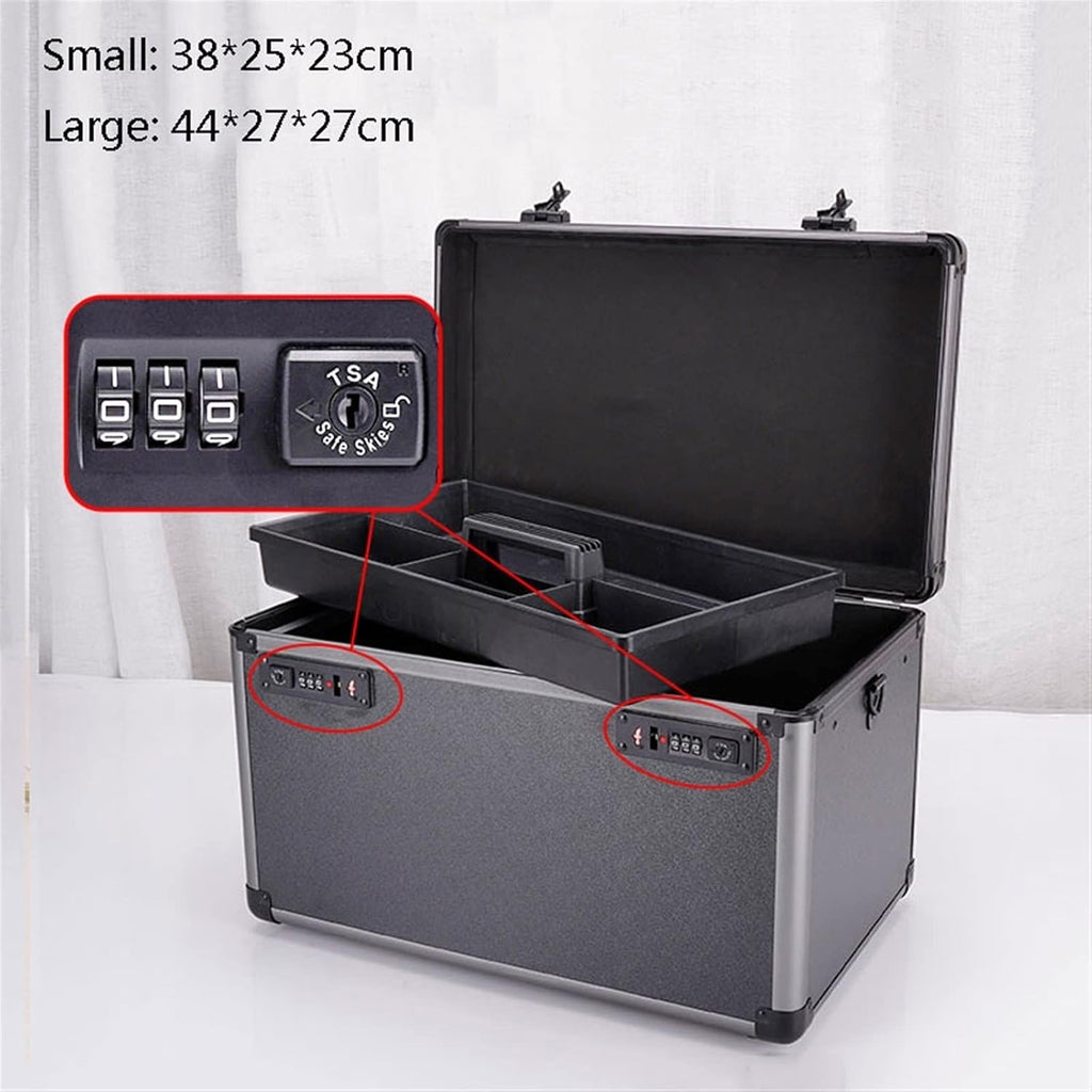 Portable Tool Box Multifunctional Tool Storage Box Portable Tool Storage Box with Removable Tray, Aluminum Tool Box with Dual Combination Lock Small Parts Box (Size : CH)