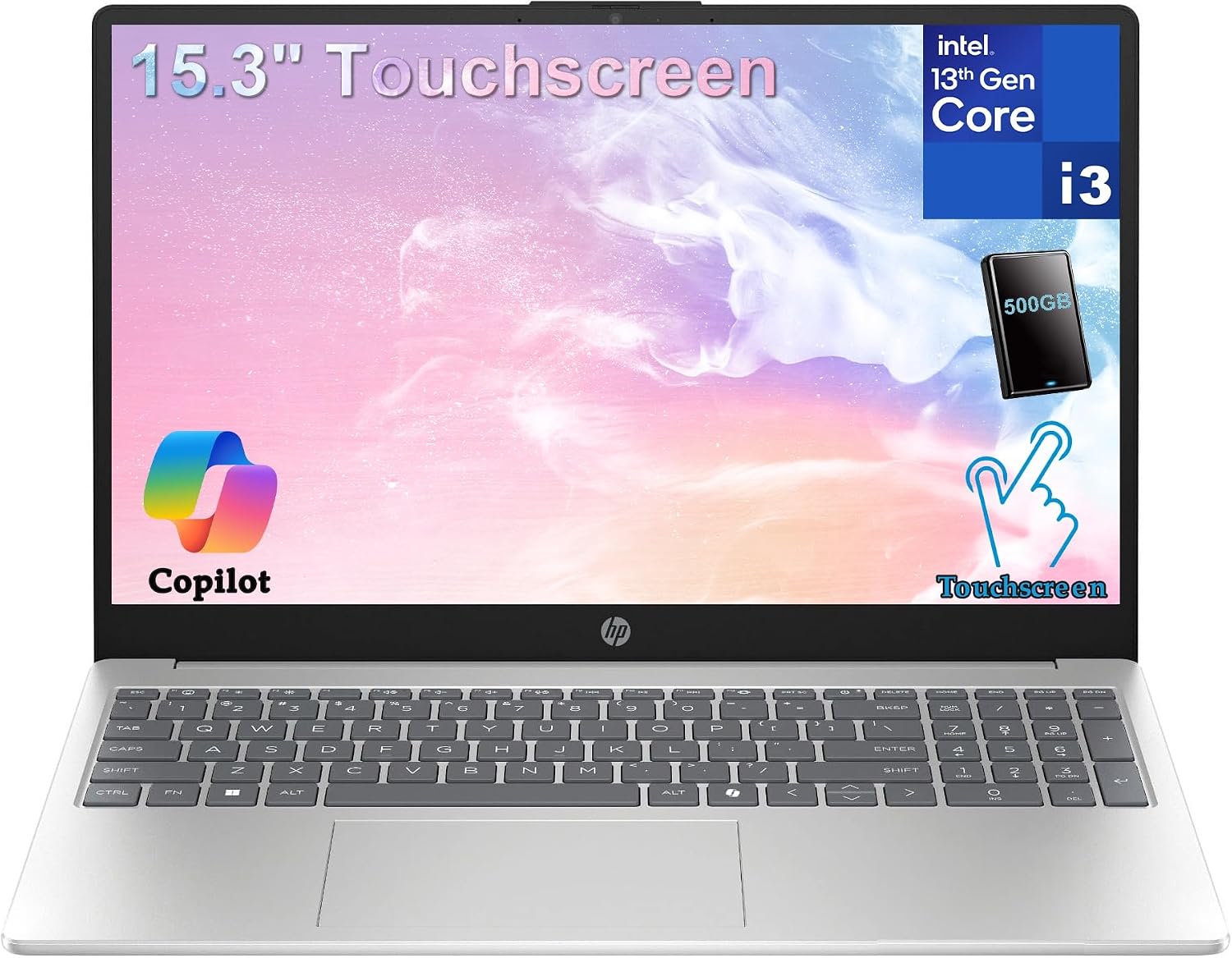 HP 15.6' Touchscreen Laptop Computer with Intel Core i3-1315U, 32GB RAM, 1TB SSD + 500GB Portable HDD, Student Everyday Use, All-Day Battery Life & Portable Design, Numeric Keypad, Windows 11 Home