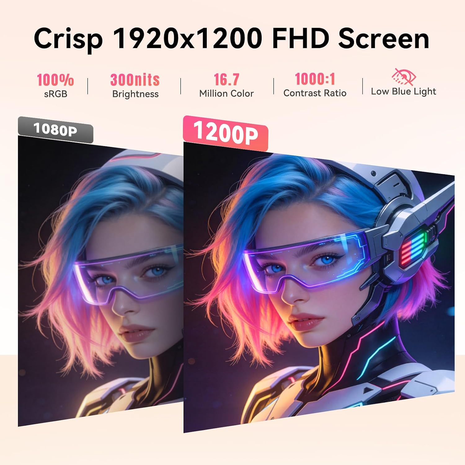 Portable Monitor 16' 1200P FHD Laptop Screen Extender, Horizontal Vertical Monitors with External Speakers, 100% sRGB Plug & Play Computer Gaming Travel Second Screen for Wins Mac Phone PS5 Xbox