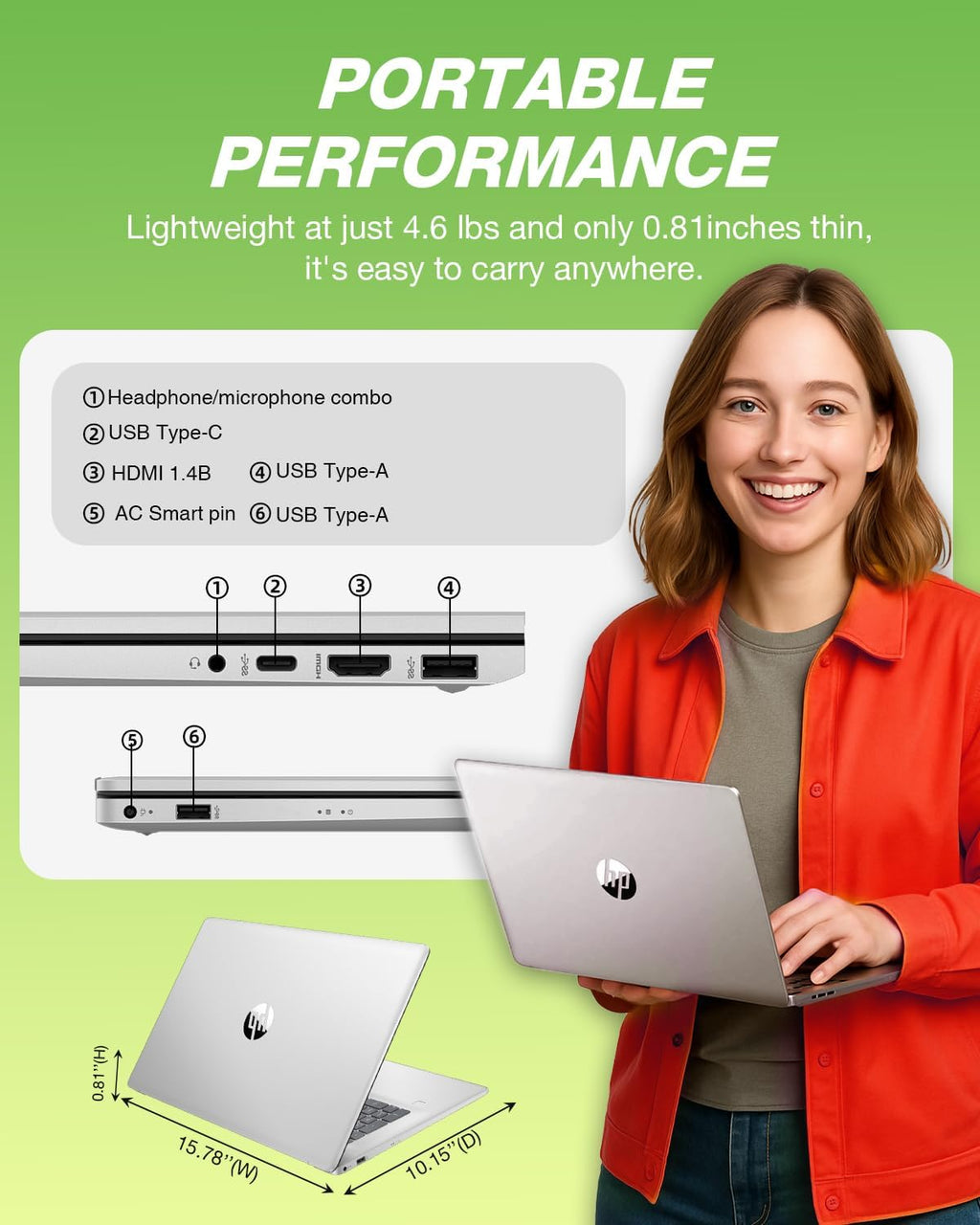 HP 17t FHD Laptop Computer, 17.3' FHD Anti-Glare Display, Intel 10-Core i5-1334U, Backlit Keyboard, Window 11 Pro Laptop for Business & Students, Wi-Fi 6 + Bluetooth 5.4, 32GB RAM + 1TB SSD