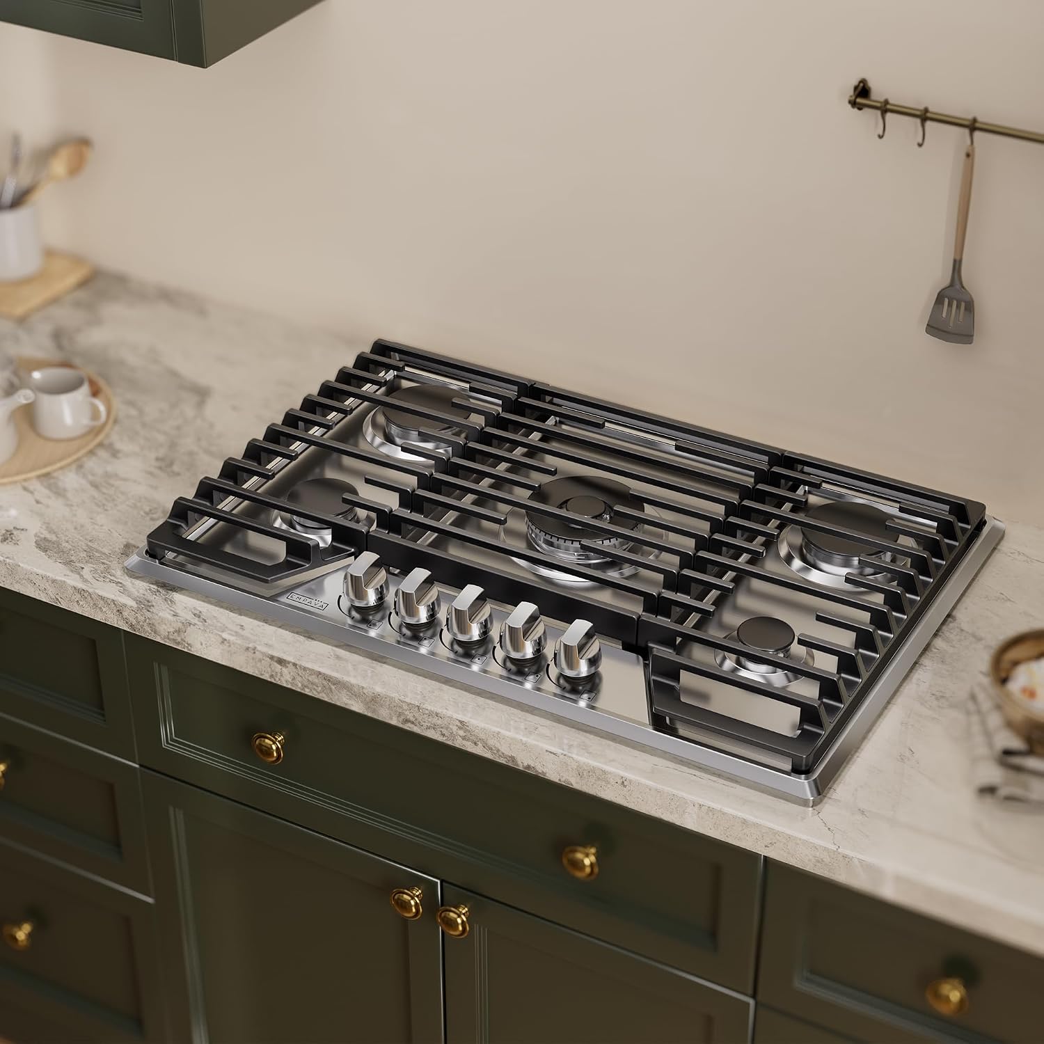 Empava 30 Inch Gas Cooktop, Stove Top LPG/NG Convertible, 5 SABAF Sealed Burners Made in Italy, Ion Ignition Technology,CSA Certified,in Stainless Steel, for Homes, kitchens