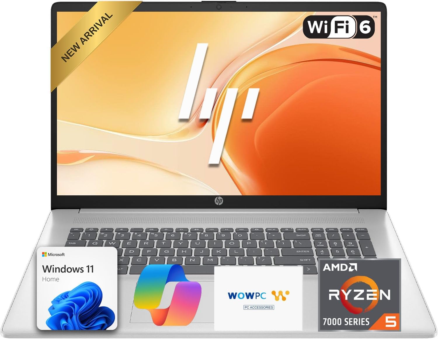 HP Customized 17.3' AI-Ready FHD Business Laptop | 6-Core AMD Ryzen 5 Processor | 32GB DDR4 RAM | 2TB PCIe SSD | Win 11 + Copilot | Wi-Fi 6 | HDMI | Camera with Privacy Shutter & AI Noise Reduction