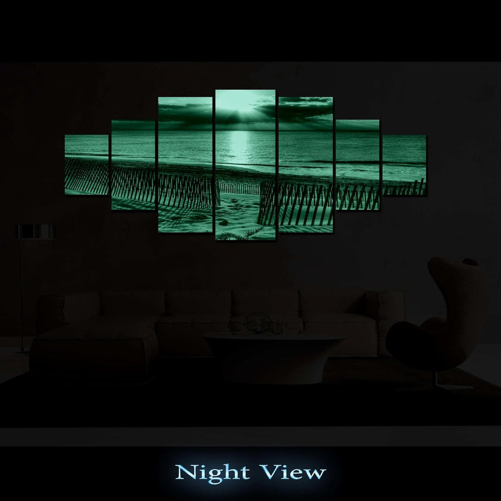 Startonight Huge Canvas Wall Art Sunset On The Shore - Large Framed Set of 7 40' x 95'