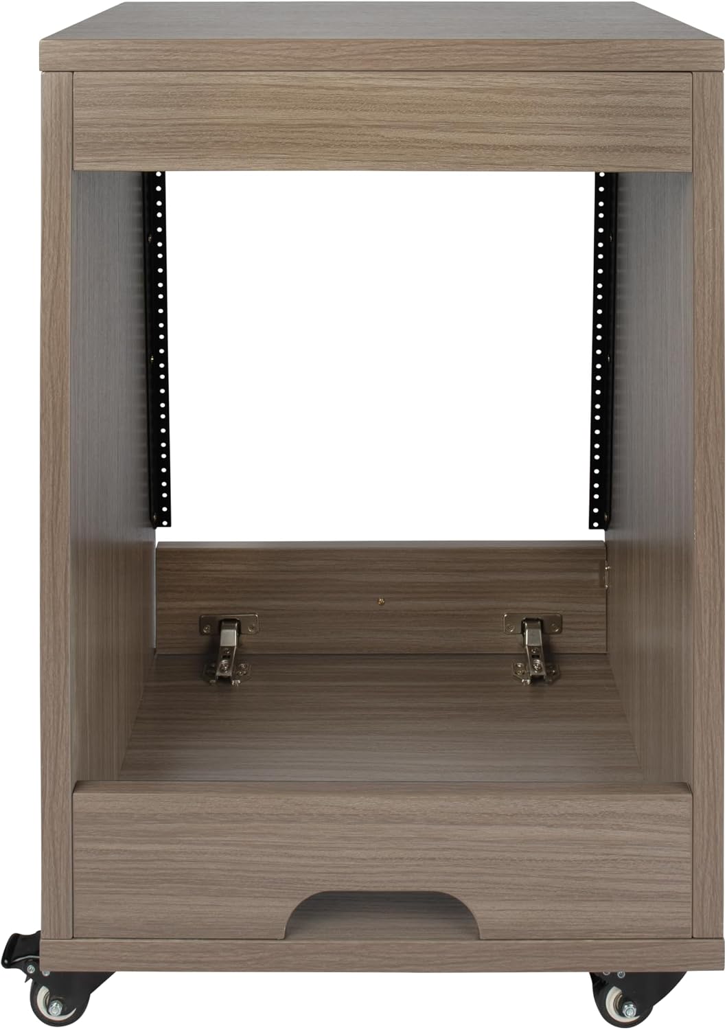 Gator Frameworks Elite Furniture Series 12U Angled Studio Rack with Locking Casters, Driftwood Grey Finish (GFW-ELITESTUDIORK12-GRY)