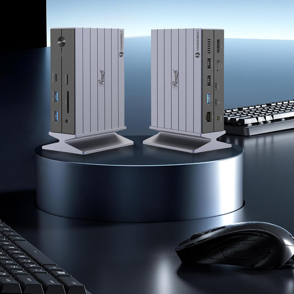 Rosewill 14-in-1 Thunderbolt 4 Certified, Laptop Docking Station with 100W Charging, 8K Display, Triple 4K Monitor Display for Windows and Mac, 135W Power Adapter & 40Gbps Data Transfer - RHUB-TB14