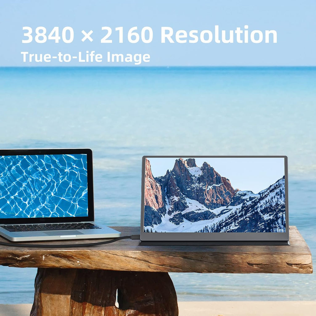 Upperizon Portable Monitor 15.6' 4K UHD 3840X2160 100% sRGB 60Hz IPS HDR HDMI USB-C Travel Monitor for Laptop MacBook PC Surface PS5 Xbox, Second Screen with Cover & Speakers, VESA Compatible