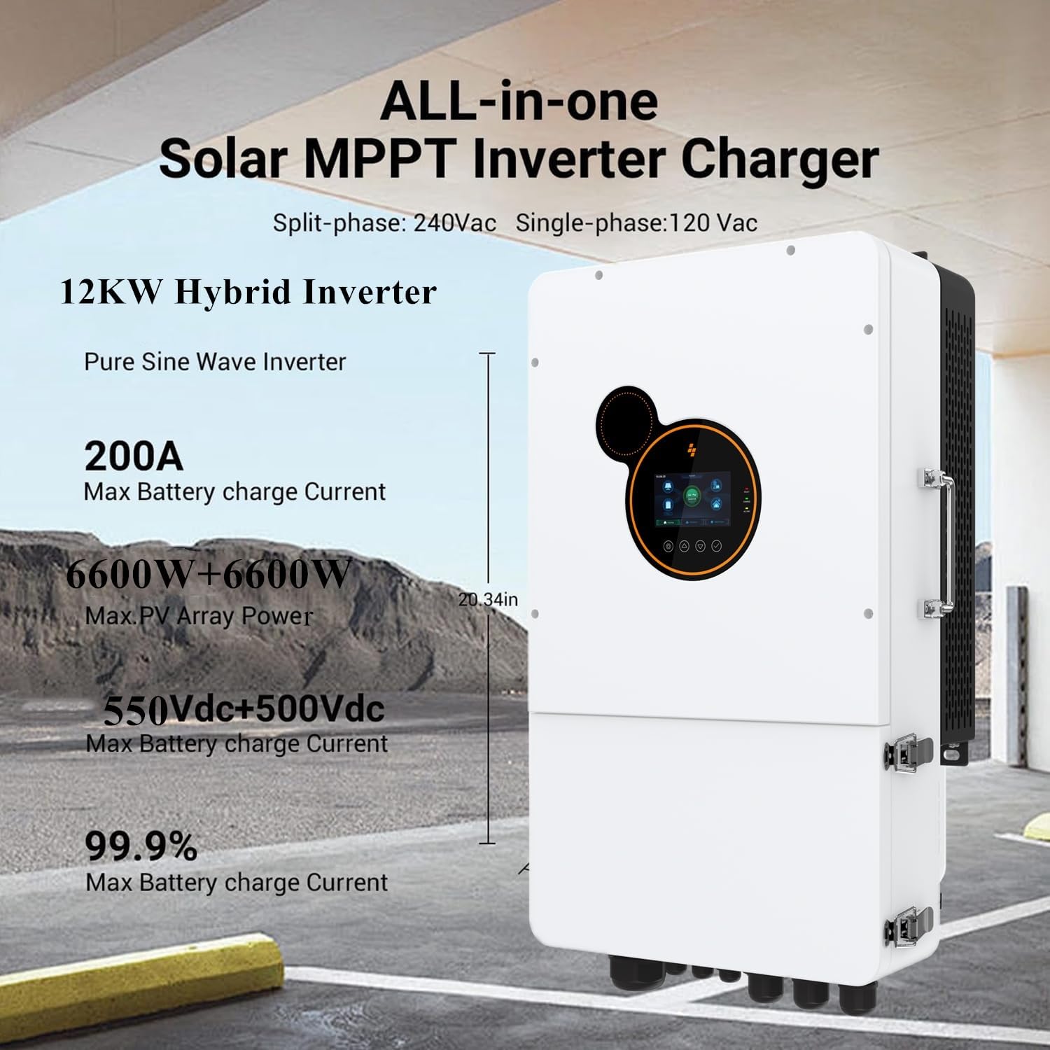 12KW 20KWH Hybrid Solar Power System Complete Kit 22PCS*550W Solar Panel (12KW) + 1Sets*48V 12KW Hybrid Inverter Split Phase Inverter+ 3Sets*51.2V 206Ah 10kwh LiFePO4 Home Lithium Battery