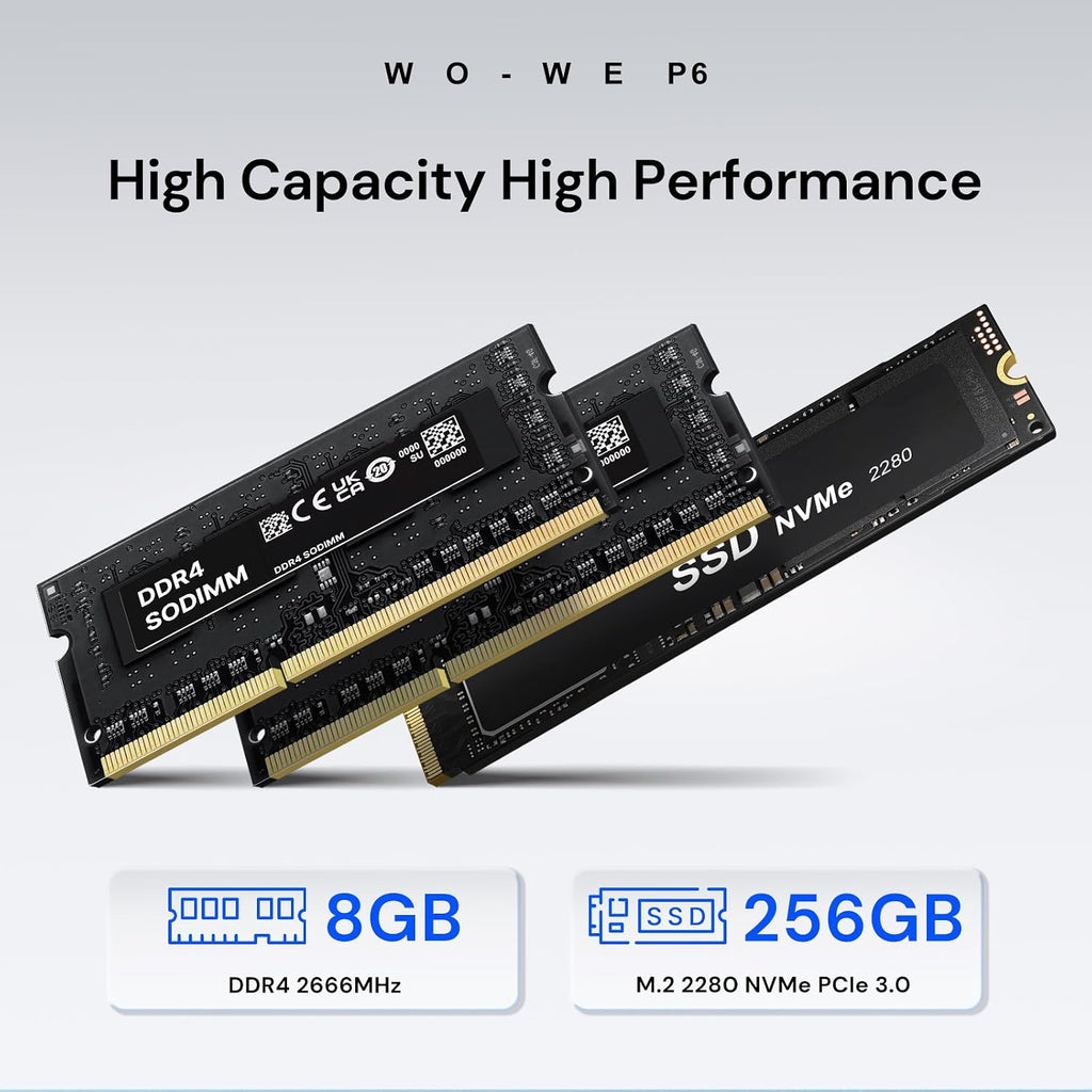 wo-we Mini PC AMD 3500U(Beat N150/N100) 8GB RAM 256GB SSD 4C/8T 4K Triple Display Dual HDMI&Type-C,USB3.2 Silent Heat Dissipation Mini Desktop Computer forHome Theater Office Business Education