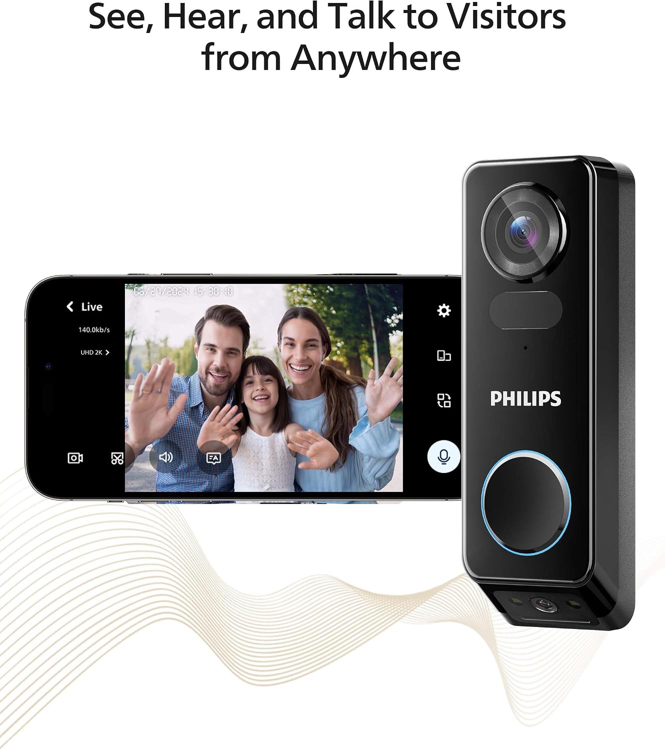 Philips Fingerprint Smart Lock with 2 Lever, Wireless Dual Camera Video Doorbell+ Keyless Entry Door Lock Deadbolt,2K HD Camera,No Monthly Fee