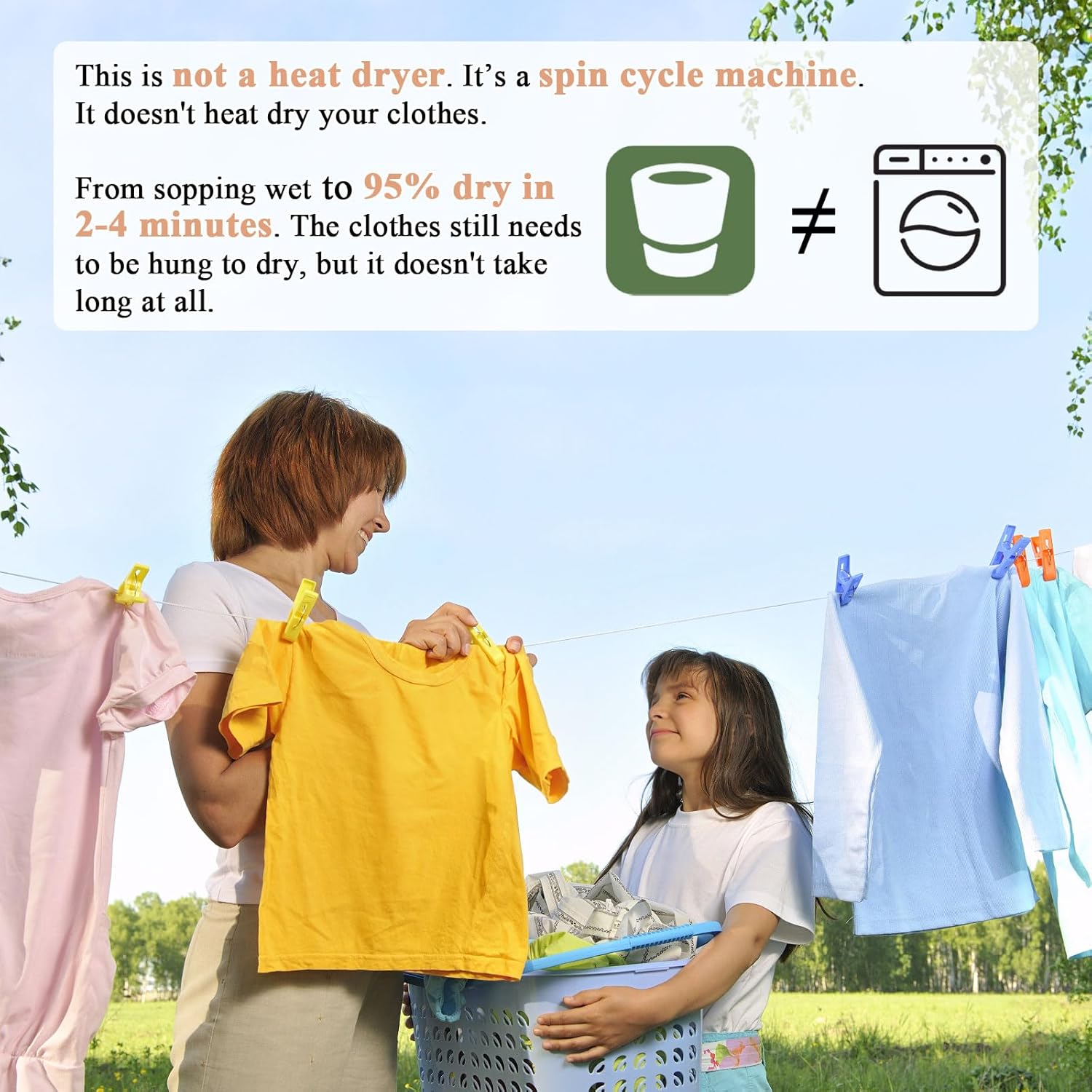Compact Electric Spin Dryer 110V, Portable Mini Laundry Dryer for Apartments, Schools, Dorms, RVs, Camping