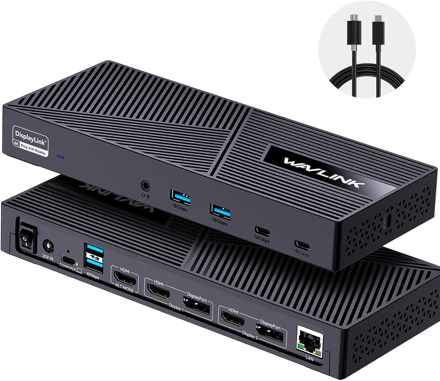 WAVLINK USB-C Triple Monitor Docking Station for MacBook M1-M5/Neo & Windows – 100W PD, 3×HDMI/2×DisplayPort, 6x10Gbps USB Ports, Gigabit Ethernet, Ideal for Workstation & Home Office