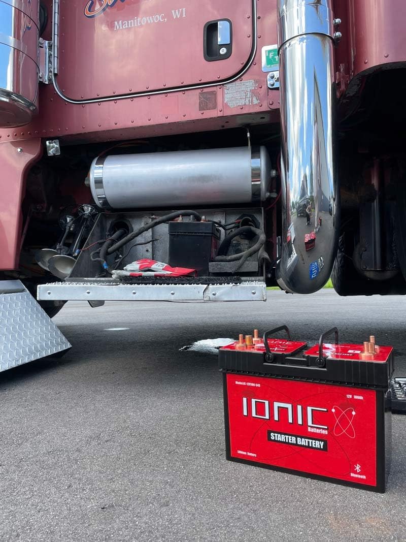 Ionic Lithium 12V Starter Battery for Semi Trucks and Diesel Engines - 12V Group 31 Battery with 3000CA - Bluetooth Capability - 30.8lbs - IC-12V100-S12