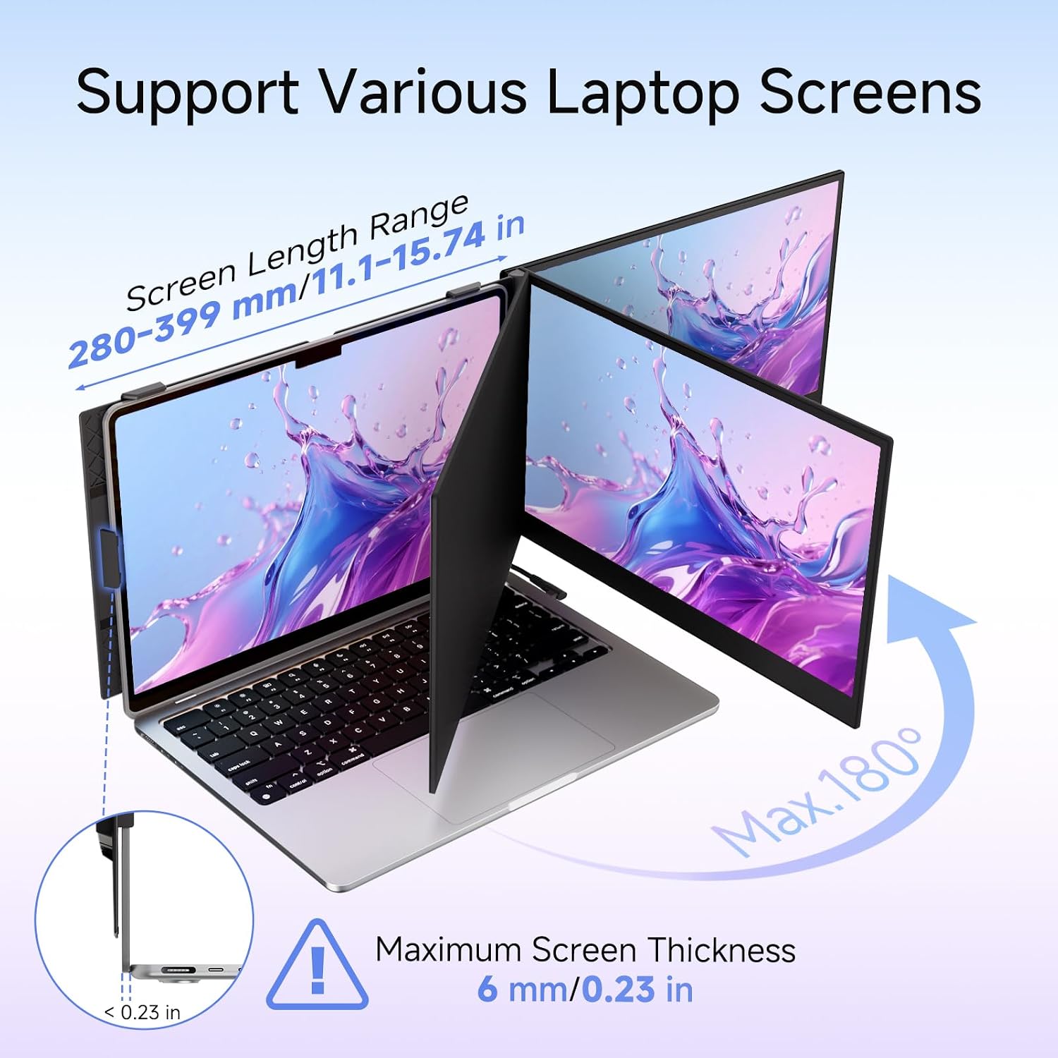ROYY 14' Laptop Screen Extender, 0.19' Ultra-Thin Portable Monitor, FHD 1080P Dual Screen for 13-17' Laptops, Plug & Play USB-C/HDMI, Travel Monitor Compatible with Windows, Mac, Android, Switch, PS5