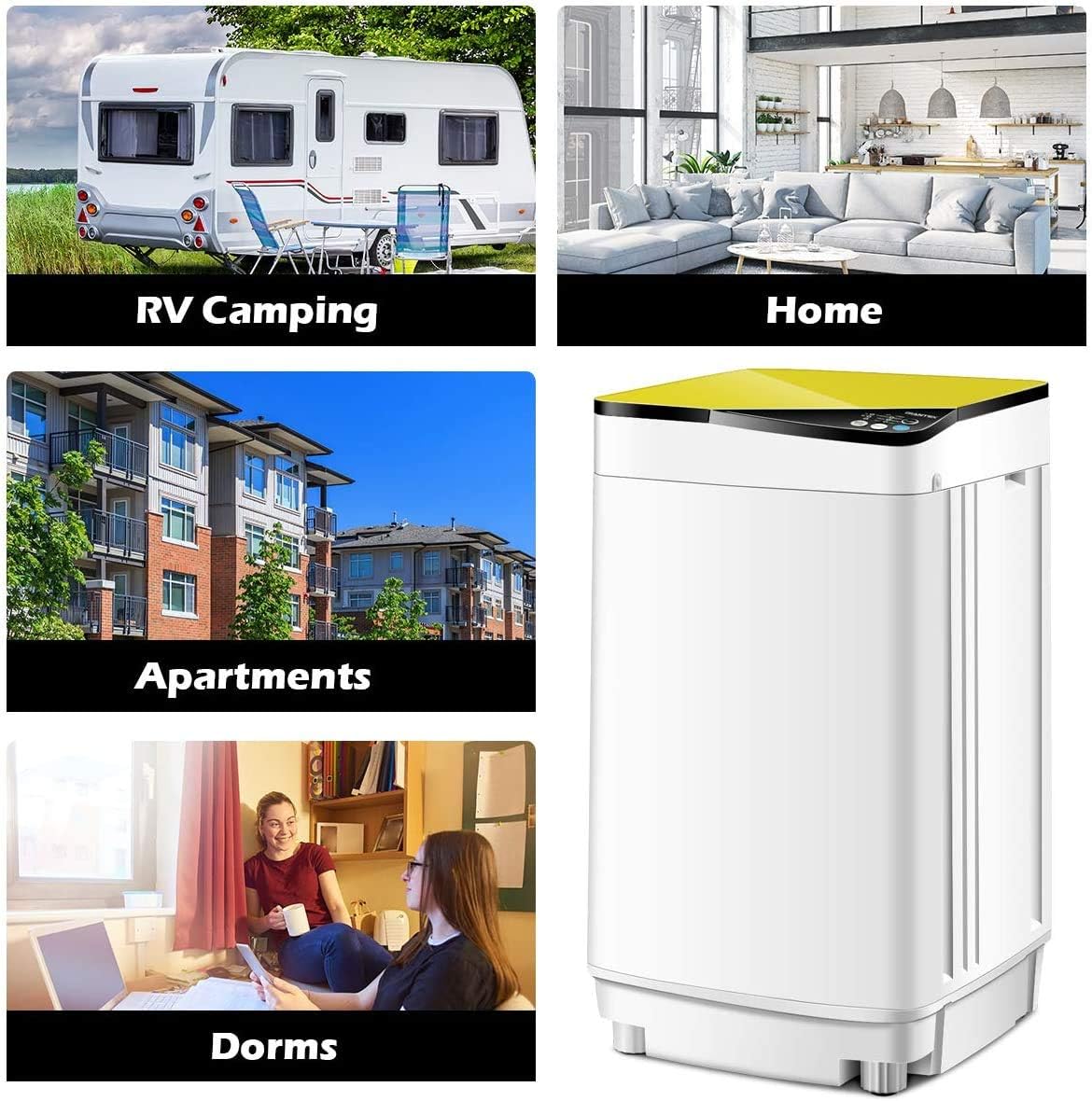 Full-Automatic Portable Mini Washing Machines,7.7 lbs Load Capacity，with Spin and Built in Barrel Light for Dorms Apartments RV and Camping