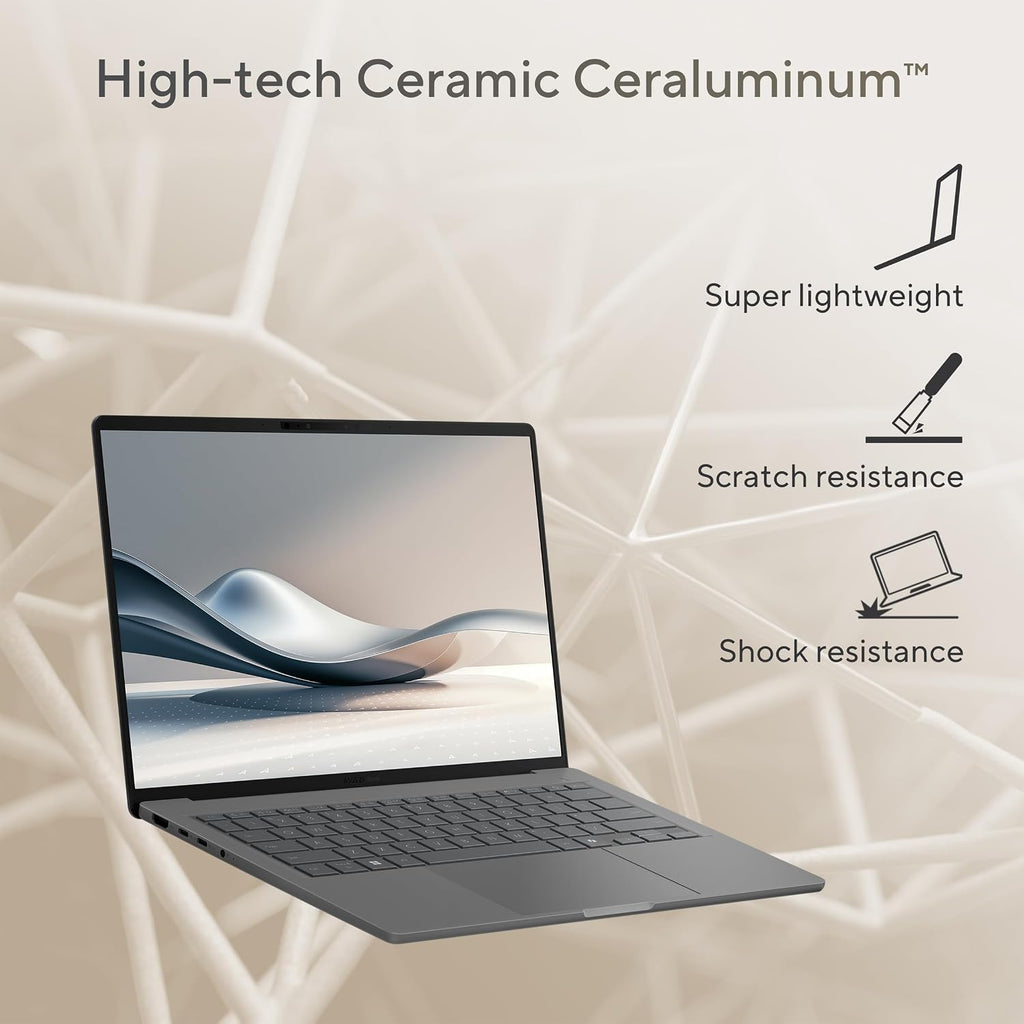 ASUS Zenbook A14; Copilot+ PC, Ultrathin Laptop, 14' WUXGA OLED, Snapdragon® X Processor, 16 GB Memory, 512GB SSD, Wi-Fi 6E, Zabriskie Beige, UX3407QA-DS52-CB