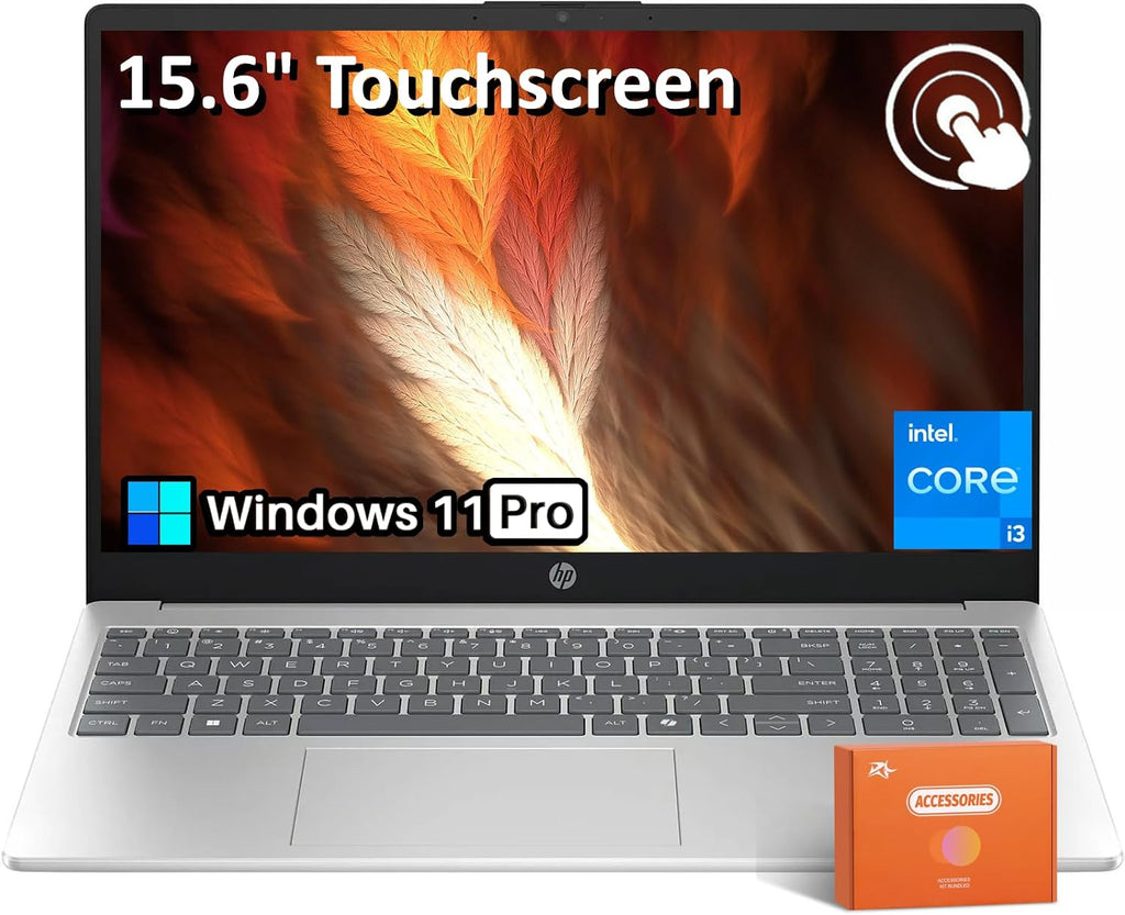 HP 15.6' Touchscreen Laptop Computer 2025, Intel 13th Core i3-1315U(Up to 4.5GHz), Intel UHD Graphics, 32 GB RAM, 1 TB SSD, Copilot Key, Wi-Fi 6, Anti-Glare, Windows 11 Pro, Business, w/Accessories