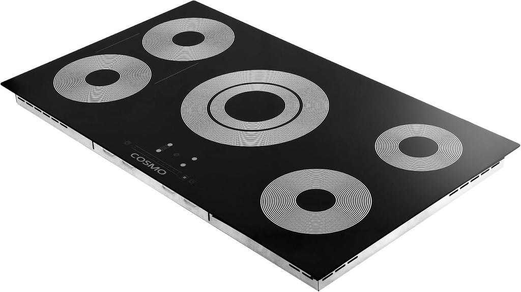 COSMO 36 in. Electric Ceramic Glass Cooktop with 5 Burners, Triple Zone Element, Sync Burners, Hot Surface Indicator Light and Touch Controls