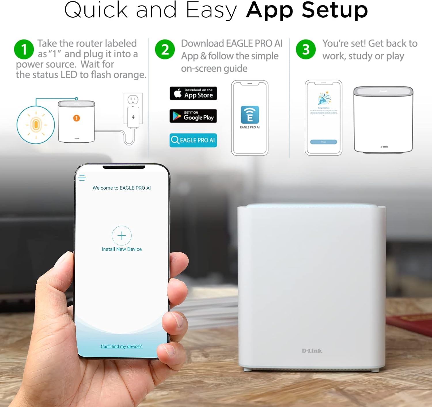 D-Link Eagle Pro AI AX3200 Mesh WiFi 6 System- 2 Pack- 8-Streams, 802.11ax Router, Dual Band, OFDMA, MU-MIMO, Voice Control with Google Assistant and Amazon Alexa (Manufacturer Discontinued)