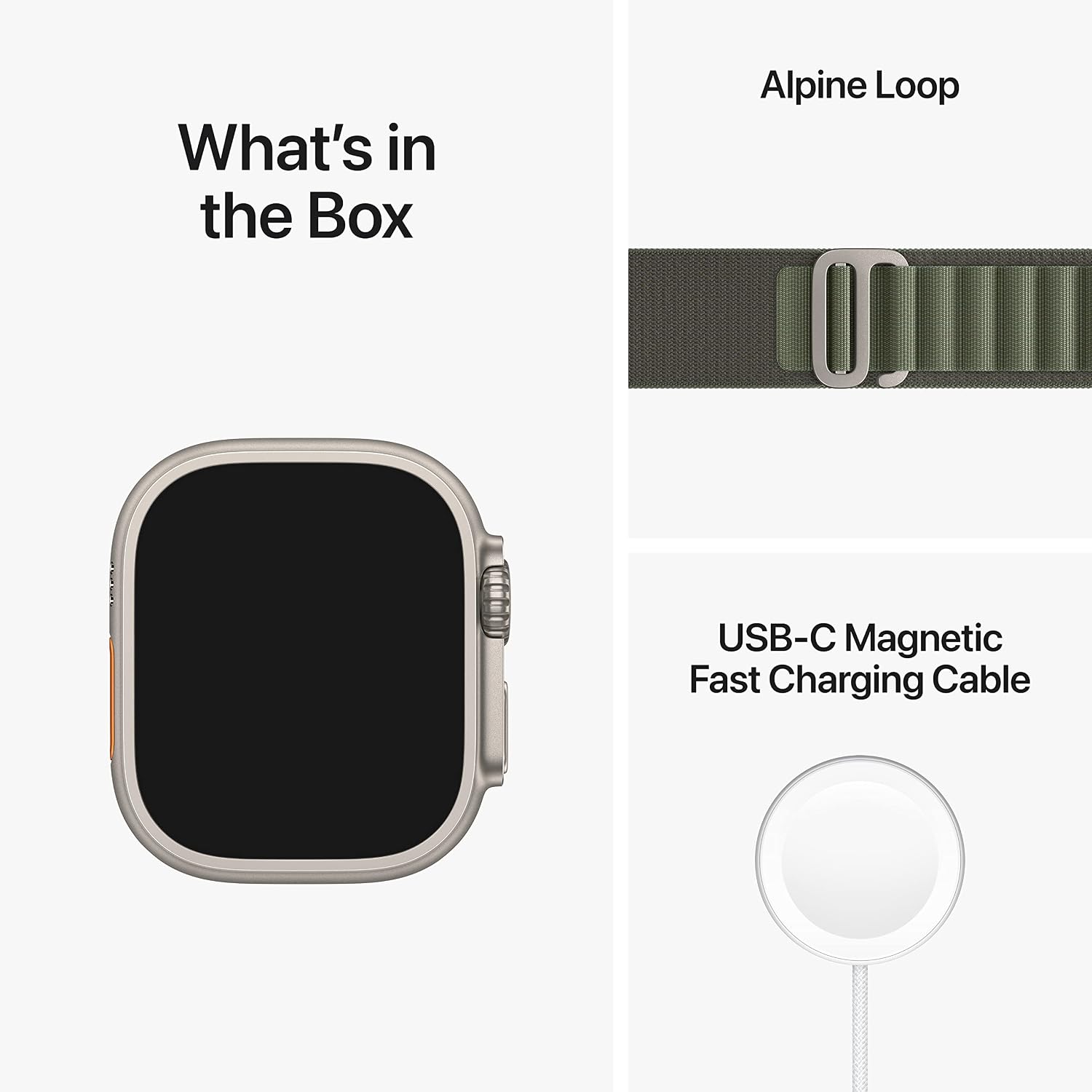 Apple Watch Ultra [GPS + Cellular 49mm] Titanium Case with Green Alpine Loop, Large (Renewed)