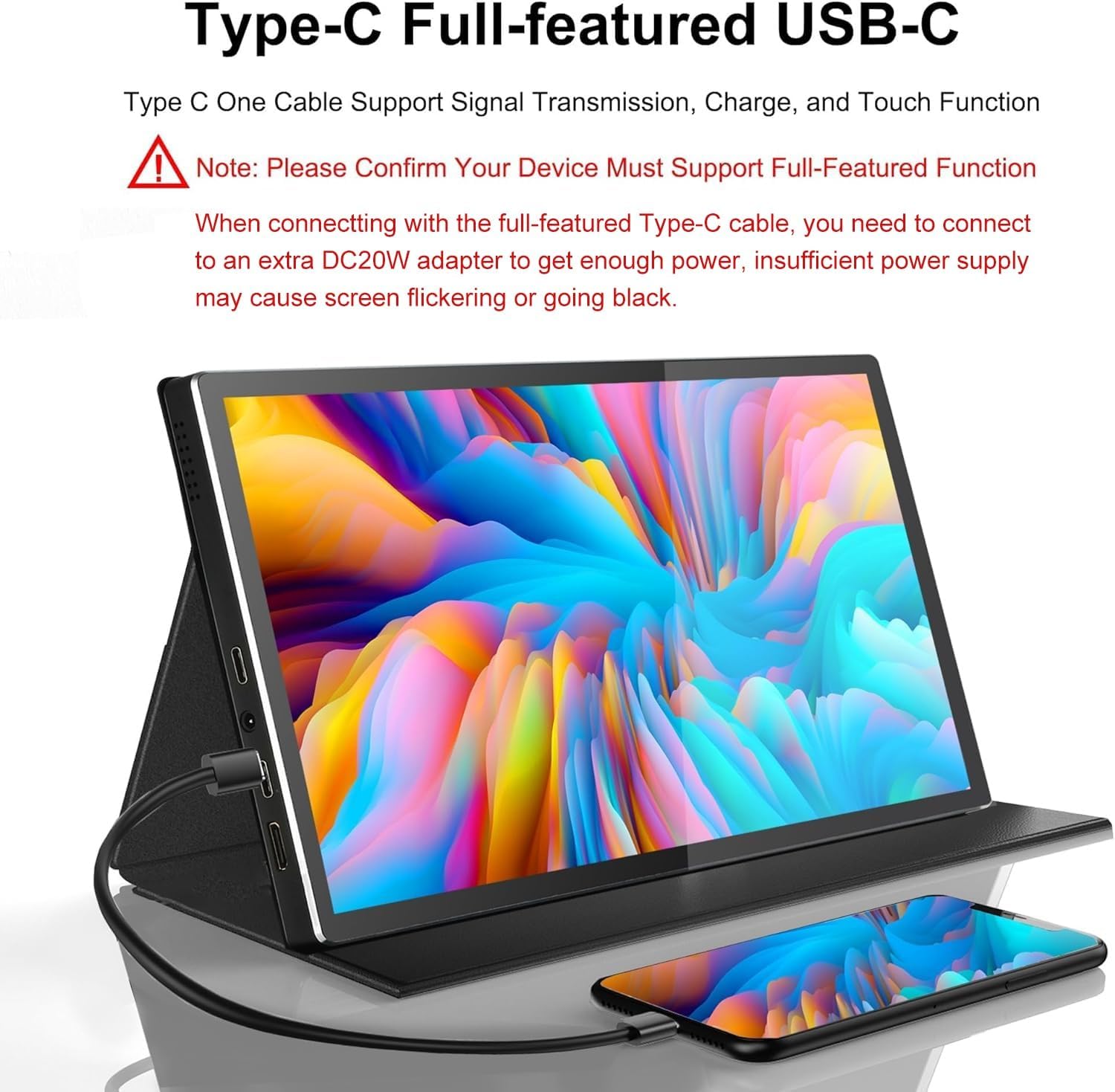 wisecoco Portable Monitor 9 inch 2K 2560 * 1600 IPS Touch Screen 73% NTSC USB C HDMI Secondary External Computer Laptop LCD Monitor for MacBook Pro Air PC Laptop Phone Xbox PS5