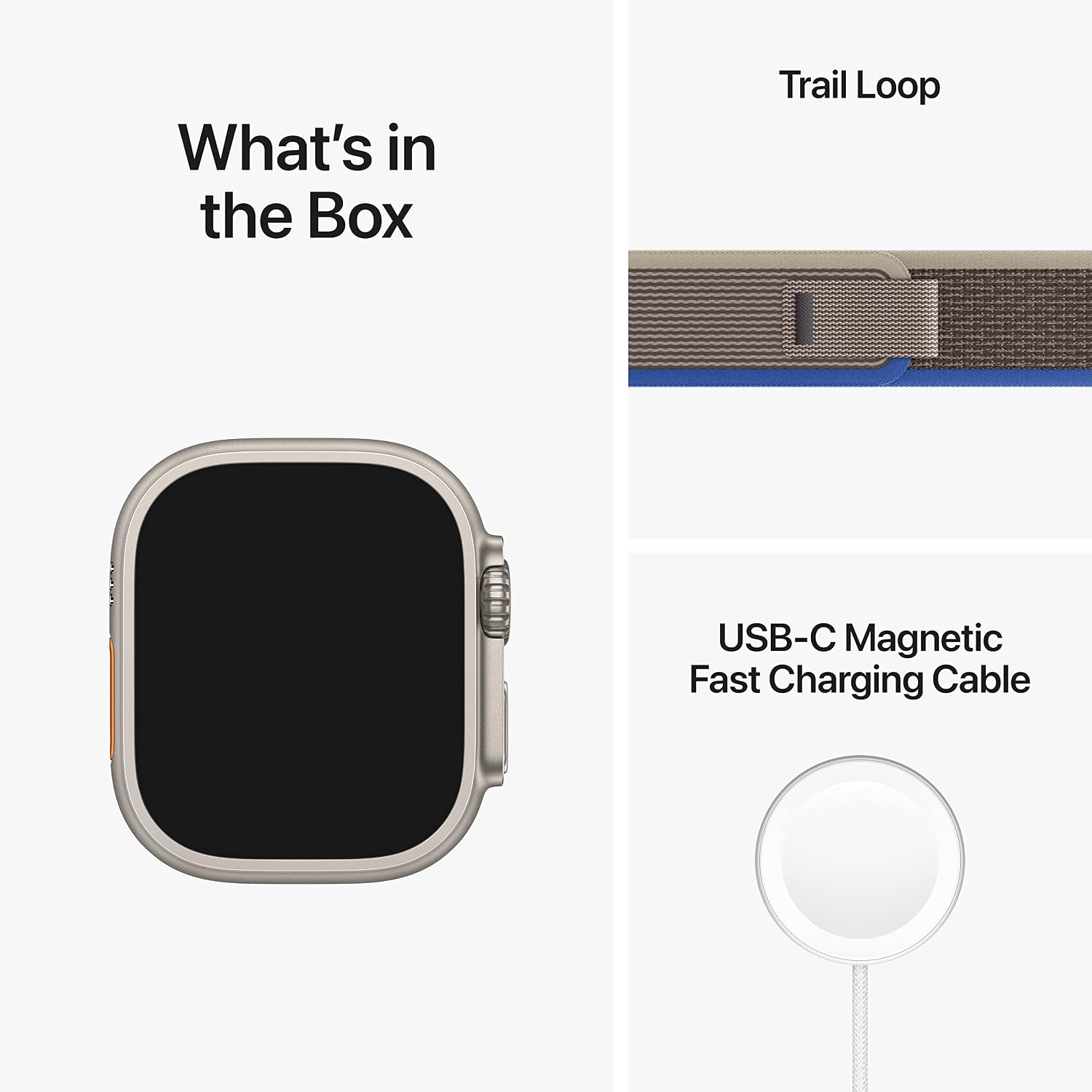 Apple Watch Ultra [GPS + Cellular 49mm] Titanium Case with Blue/Gray Trail Loop, M/L (Renewed)