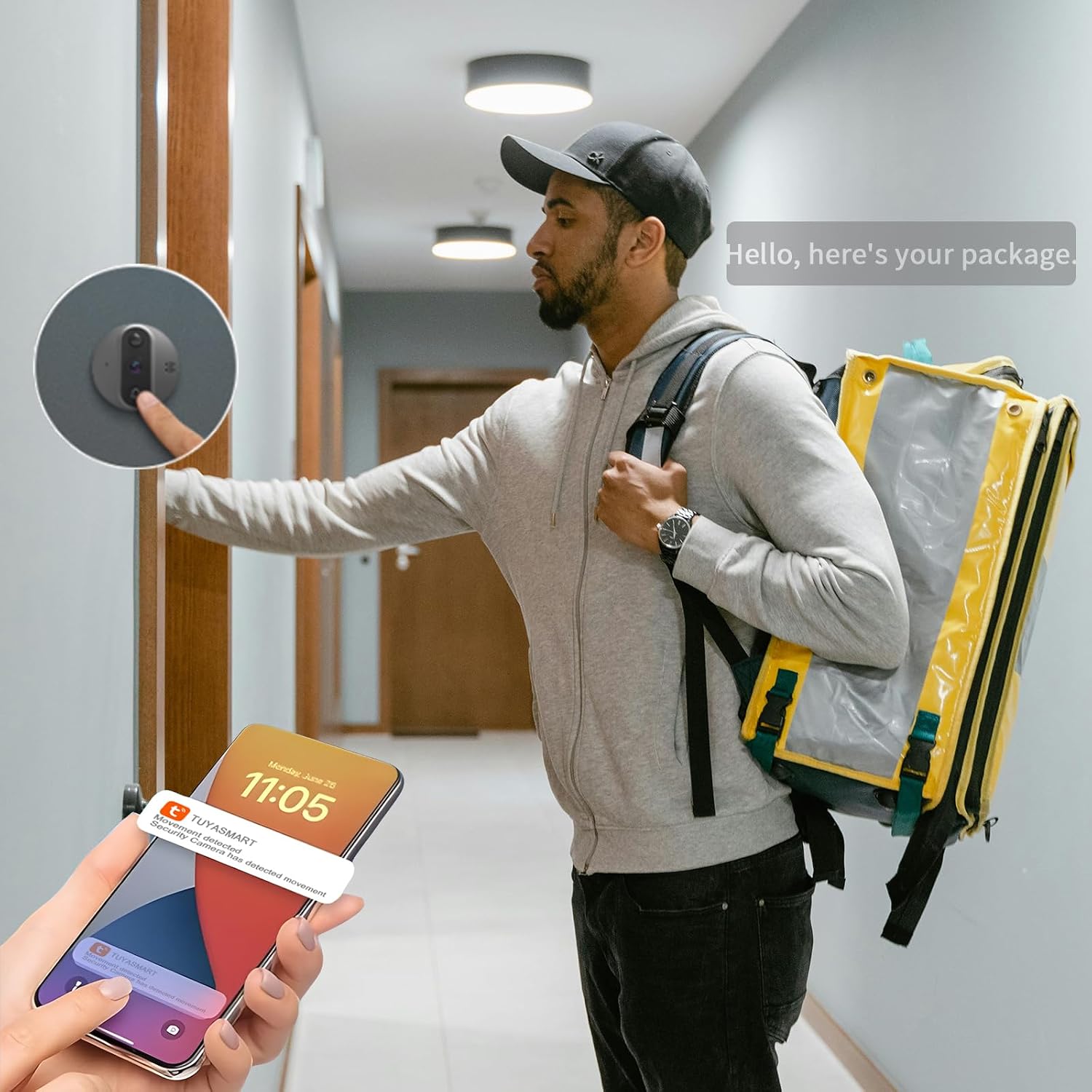 Cawhun Peephole Camera WiFi Doorbell with 4.3' LCD Smart Door Viewer – 1080P | 120° View, Night Vision, Motion Alerts & 2-Way Talk | Security Door Viewer for Homes/Apts via Smart Life App