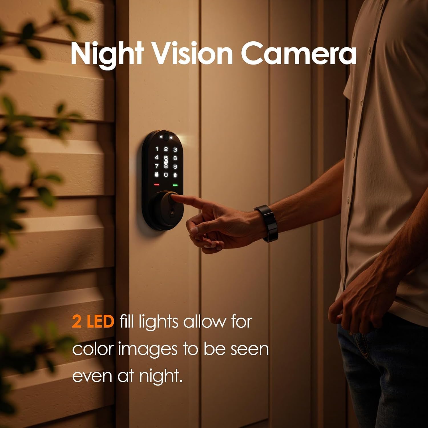Smart Lock with Camera, Fingerprint Keyless Entry Deadbolt Lock, Built-in WiFi, Video Doorbell, Touchscreen Keypad, 2-Way Audio, Tuya APP, Waterproof, 8 AA Batteries, for Front Door