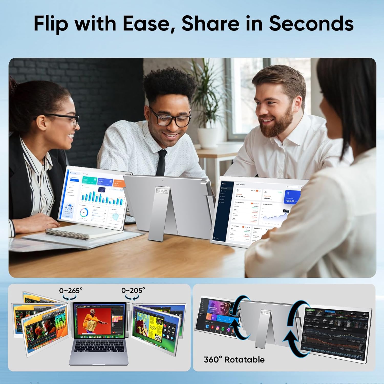 LXU 16' Laptop Screen Extender, 1200P 16:10 IPS Laptop Monitor Extender, Portable Extended Monitor for Laptops 12~18.5', Monitor Extension for Windows, MacBooks(Not for M1 M2 M3), No Driver Needed