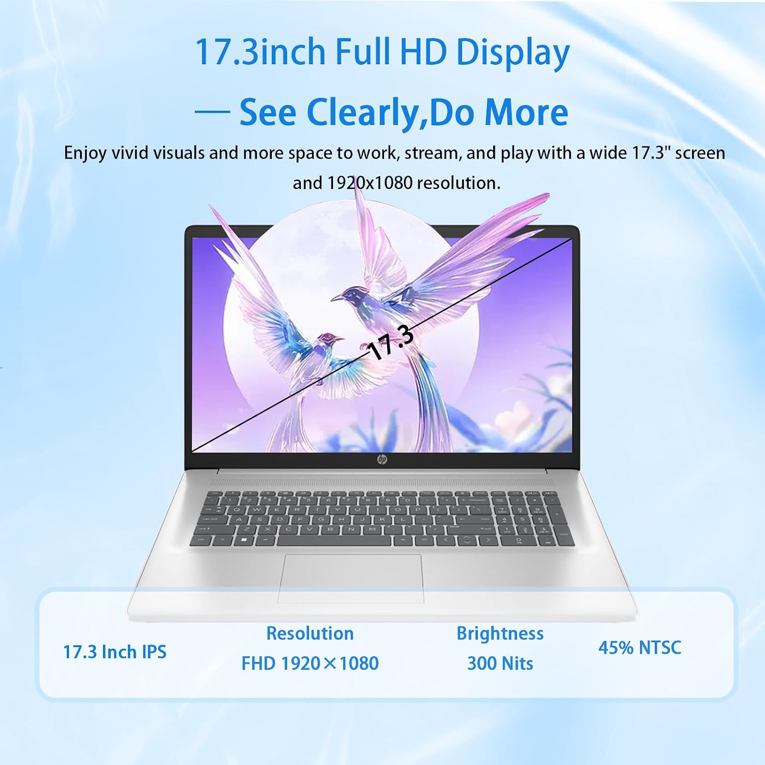 HP Flagship 17 Laptop Business Computer - AMD Ryzen 5 7430U, 17.3 FHD IPS Display, AMD Radeon Graphics, Wi-Fi6, Fast Charge, 16GB RAM, 512GB SSD