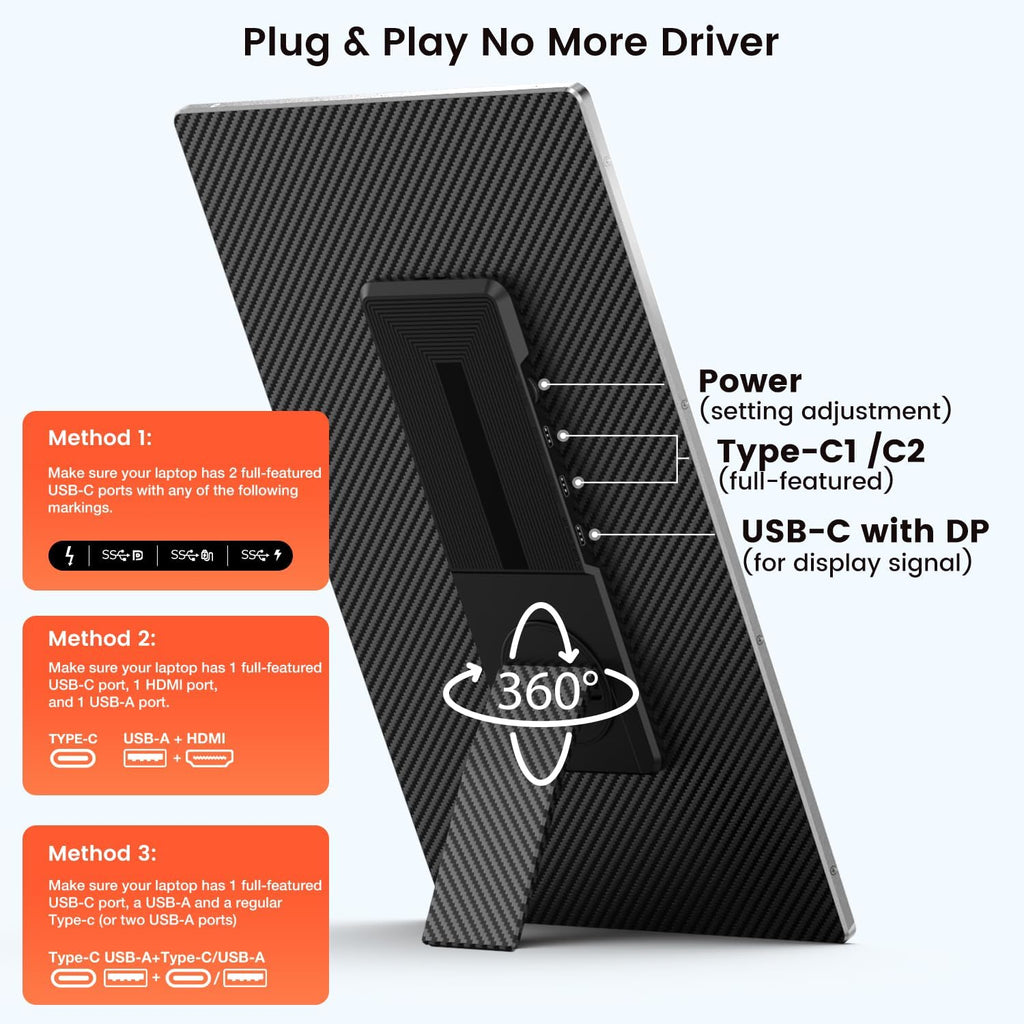 15.6' Laptop Screen Extender, 1080P FHD Laptop Monitor Extender with 120% sRGB, 235°Rotation Detachable Dual Monitor, Plug & Play, Triple Screen Compatible with Windows, Mac, Chrome