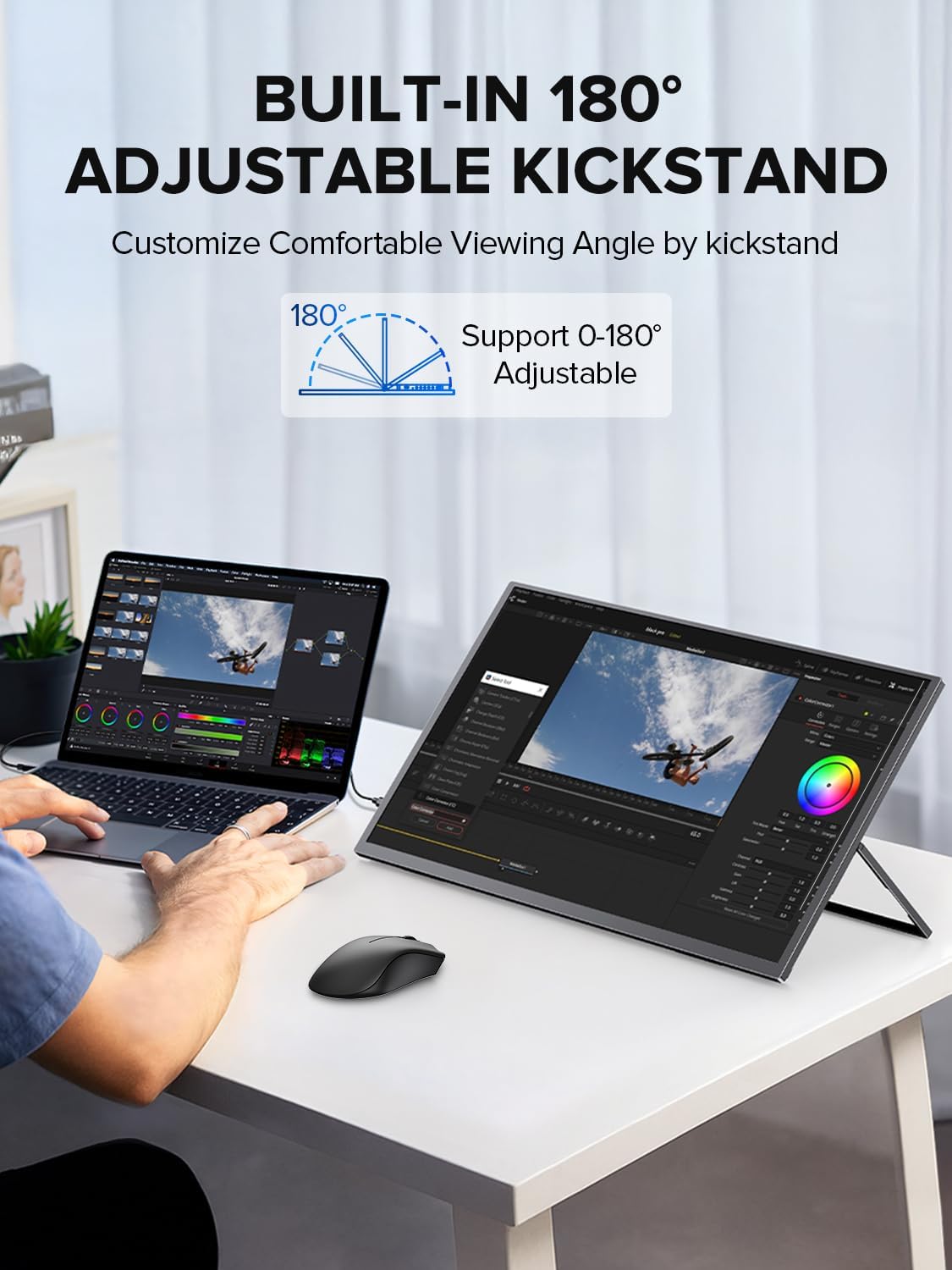 UPERFECT 24.5' Portable Monitor 240Hz Gaming Monitor 2000:1 Contrast FreeSync 0.1ms Fast IPS Large Screen, Built-in 180° Adjustable Stand/VESA, USB-C HDMI Second Screen for Laptop, Phone, Game Console