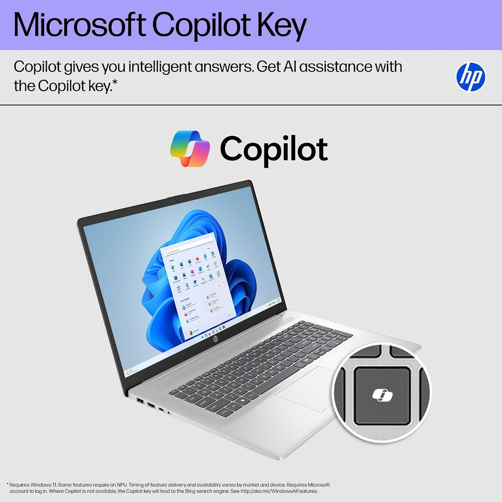 HP 17 Inch Laptop Computer for Business & Students 2025, 17.3' HD+ Display, Intel 8-Core i3 Processor, 16 GB RAM, 1 TB SSD, Copilot AI Key, Long Battery Life, Wi-Fi 6, Windows 11 Pro, Accessory Kit