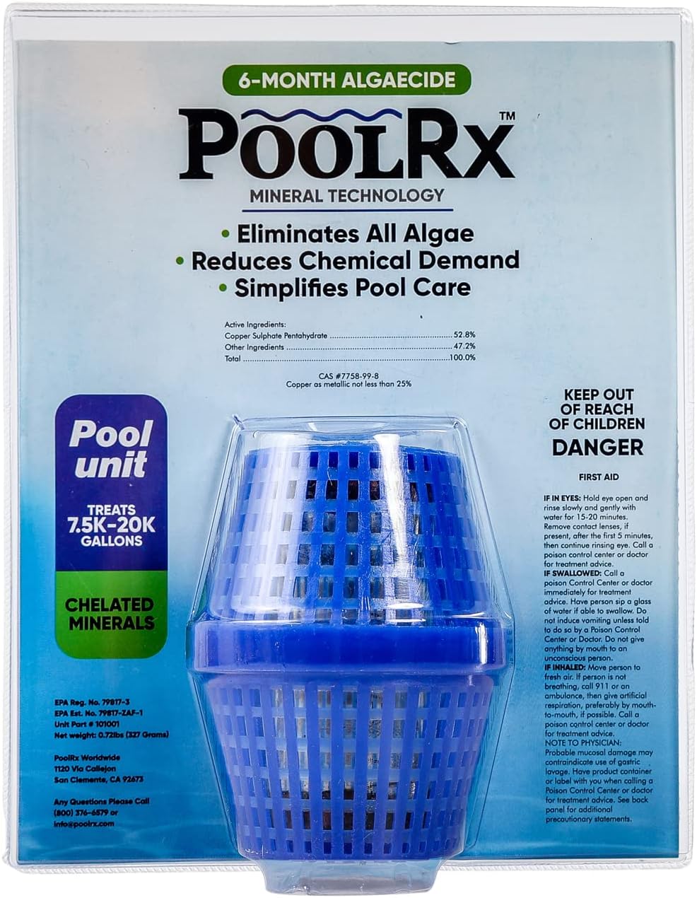 Future Way 4-Pack Pool Filter Cartridges Bundle with Pool RX 6 Month 20k Gallon Algaecide Blue