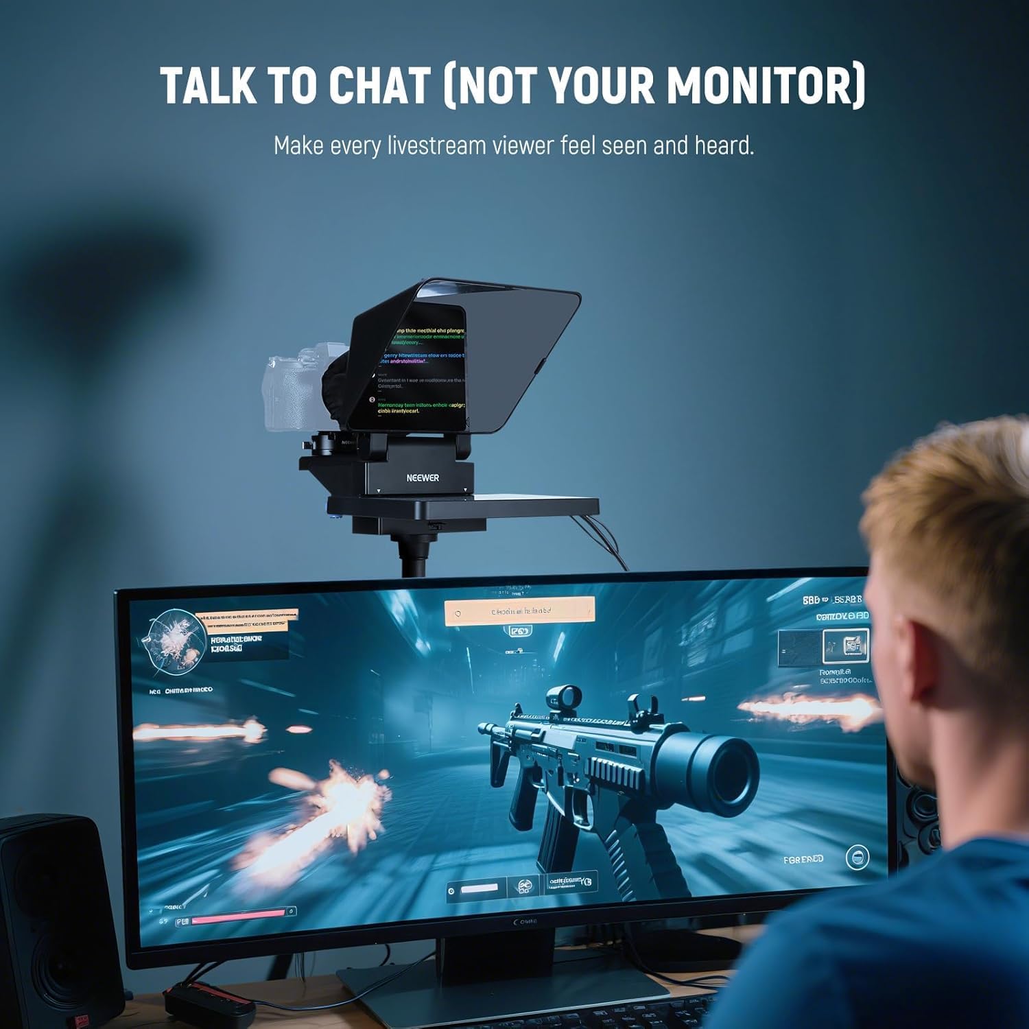 NEEWER 2 in 1 Teleprompter 11 Inch with Monitor for Windows MacOS, Supports Screen Mirroring, Portable Prompter for Camera Mobile Phone Webcam for YouTube Twitch Live Streaming Conference, X11