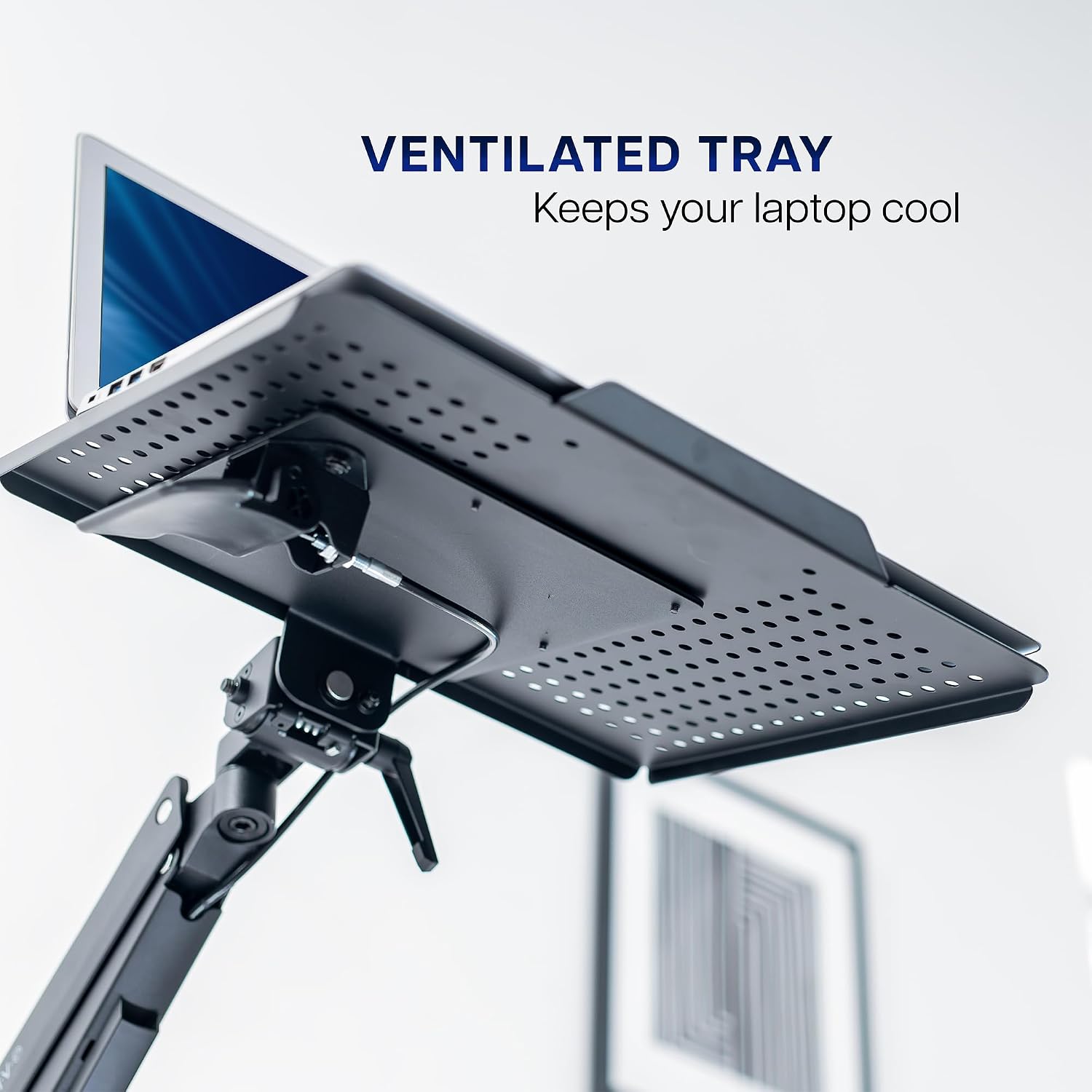 VIVO Sit-Stand 14 Inch Pneumatic Laptop Tray Wall Mount, Articulating Height Adjustable Typing Platform, Floating Workstation, Ergonomic Tilt, Black, MOUNT-KB35L