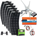 1000 Watts Wind Solar Powered System(Hybrid System Kit): 400W Wind Turbine Generator + 6pcs 100W Solar Panel + 2000W Pure Since Wave Inverter(Peak 4000W)+Accessories