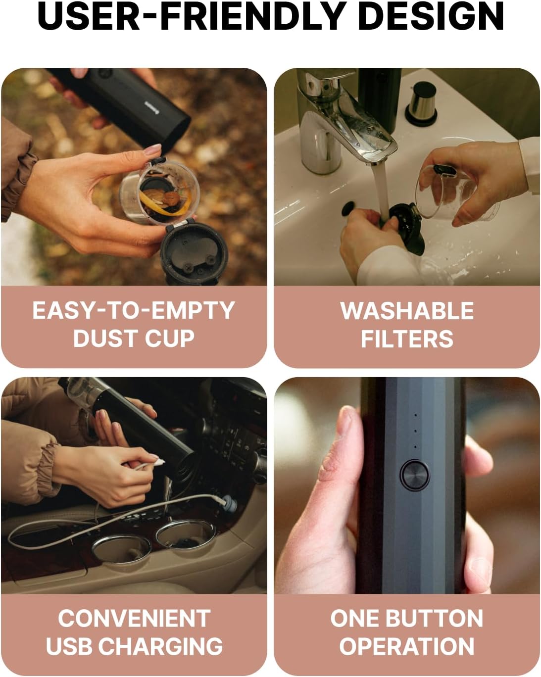 Owleys Portable Handheld Car Vacuum Cleaner with HEPA & Stainless Steel Filter, 6000–16000PA Suction, 85000 RPM Motor, 40-Min Battery Life, Cordless Mini Vacuum for Car, Home, and Office (13, Volts)