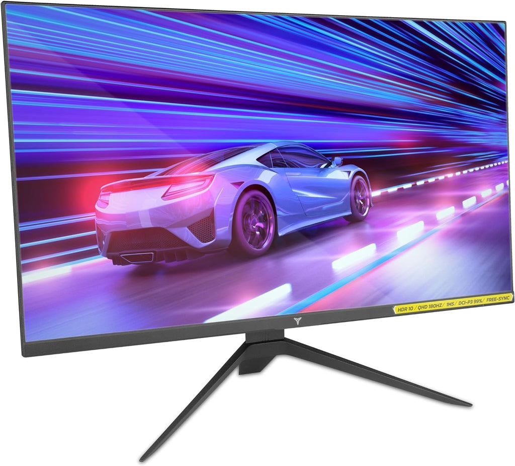 YEYIAN 27' QHD 2K Flat Gaming Monitor | 2560x1440 | IPS Panel | 178° View | 3000:1 | 180 Hz | 16:9 | 16.7 Million Colors | 1ms Response | VESA | DisplayPort/HDMI