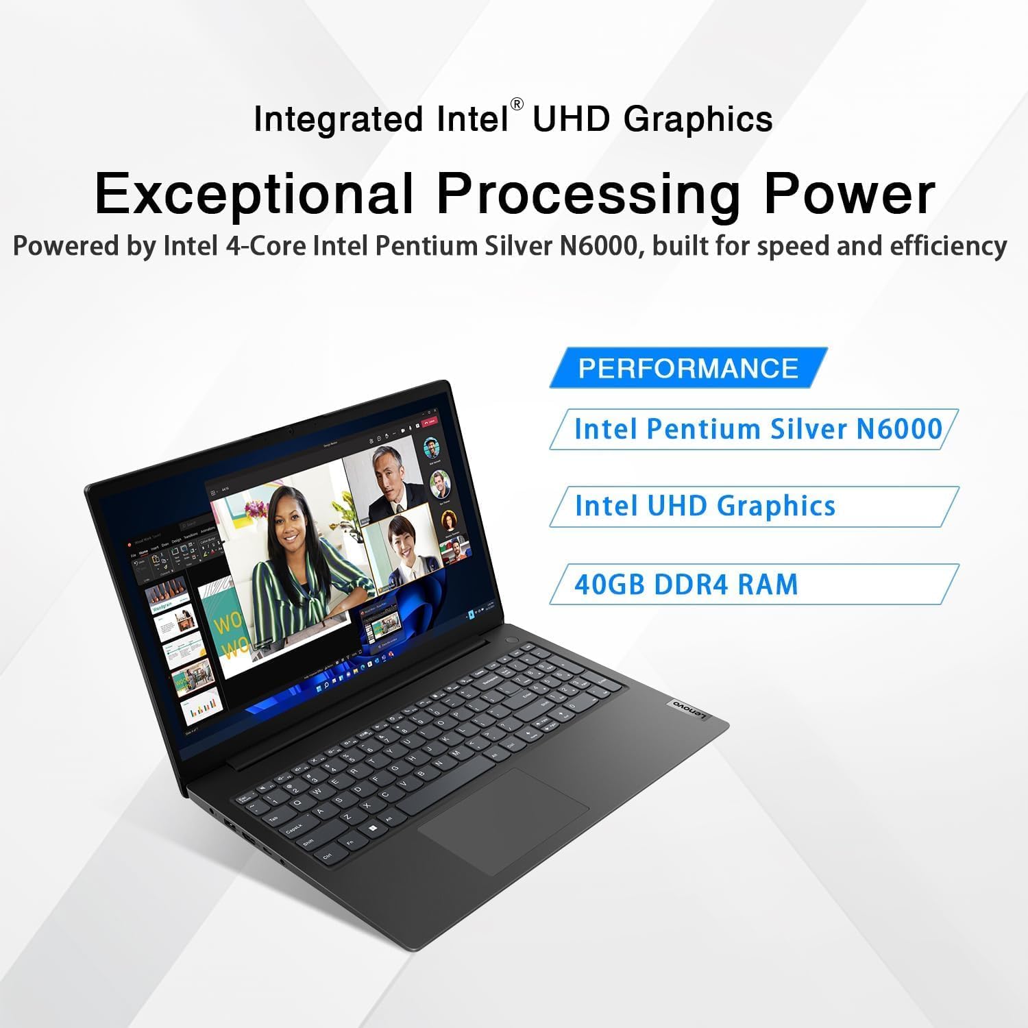 Lenovo V15 Business Laptop | 2025/2026 Edition | Intel Pentium 4-Core Series Processor | 15.6 FHD Screen (1920 x 1080) | 40GB RAM | 1TB PCIe SSD | WiFi-6 | Ethernet RJ-45 | Windows 11 Pro