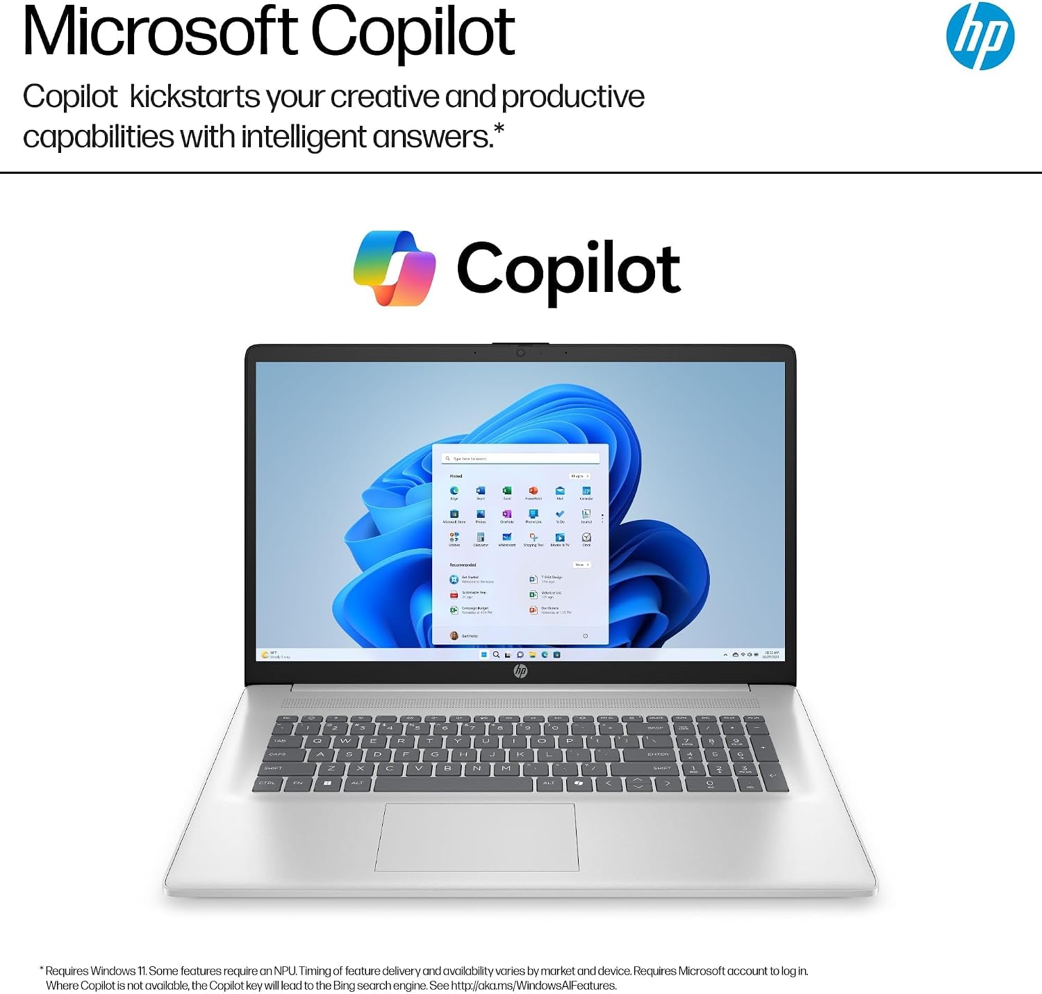 HP 17 Laptop (17.3' HD+ Touchscreen, Intel 10-Core 7 150U (> i7-1355U), 16GB RAM, 512GB SSD) for Business, Home, Students, Narrow Bezel, Webcam, Wi-Fi 6, Fast Charge, Win 11 Home w/ Copilot