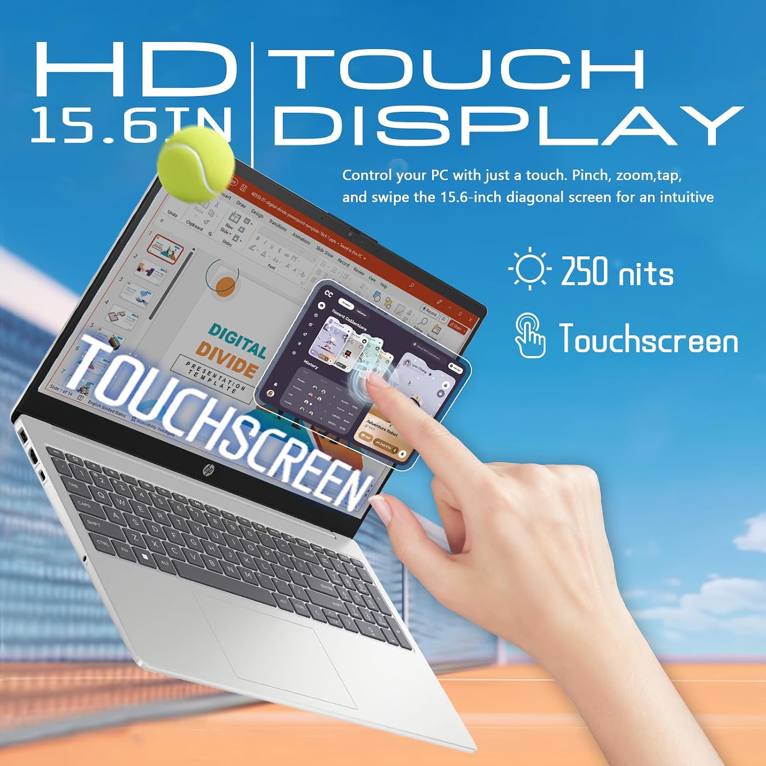 HP 15.6-inch Touchscreen Laptop Computer for Business & Student - 16GB RAM, 512GB SSD, Intel 13th Gen i3 1315U, HD Touch Display, AI Copilot, Wifi6, Fast Charge, HD Camera, Win 11 Pro, Accessories