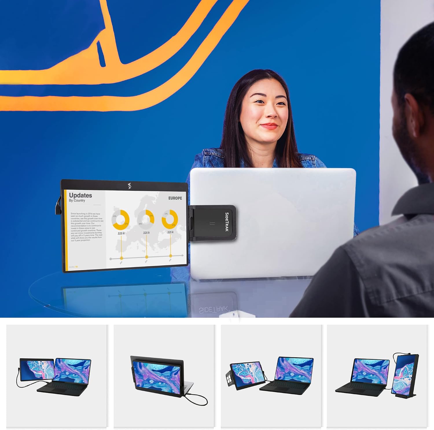 SideTrak Swivel 12.5' Portable Monitor for Laptop, Patented Swivel Hinge, Laptop Screen Extender | FHD Dual Screen w/Kickstand, USB or HDMI, Mac, PC, Chromebook Compatible (Single Monitor)