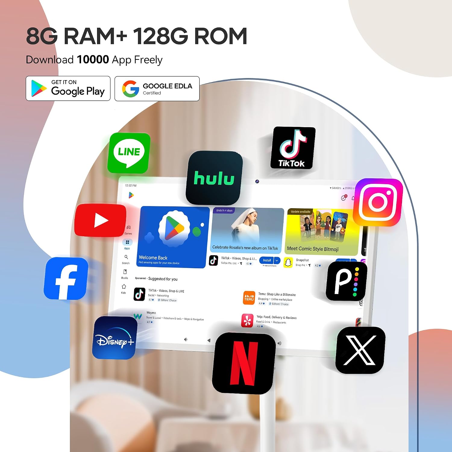 Bisprico 32 Inch UHD 4K Portable Smart TV on Wheels, Qualcomm Snapdragon 710 CPU, Built-in 8-10H Battery, 8+128GB, Android 14 OS Touch Screen Monitor, 8MP Camera, Full Swivel Rotation, Remote Control