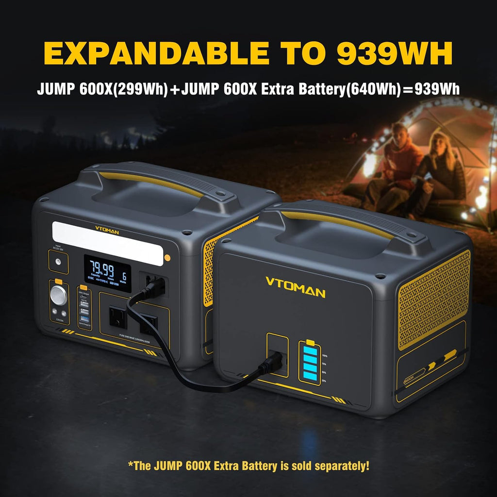 VTOMAN 600W Portable Power Station with 110W Panel, 299Wh Battery Powered Station for Camping, Road Trip, Fishing, Home Backup, Emergency