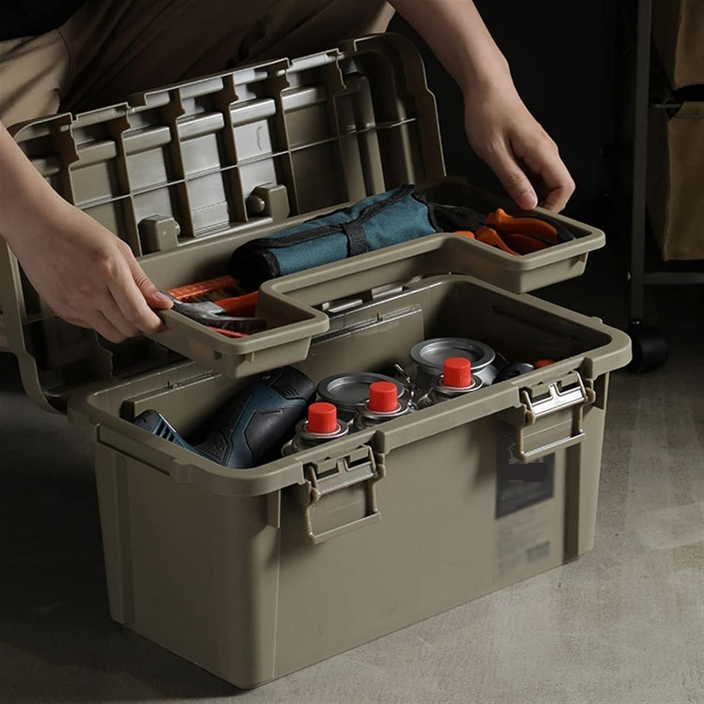 Portable Tool Box Tool Box Plastic Storage Tool Box with Removable Tray, Multifunctional Storage Tool Box with Lock for Home Small Parts Box