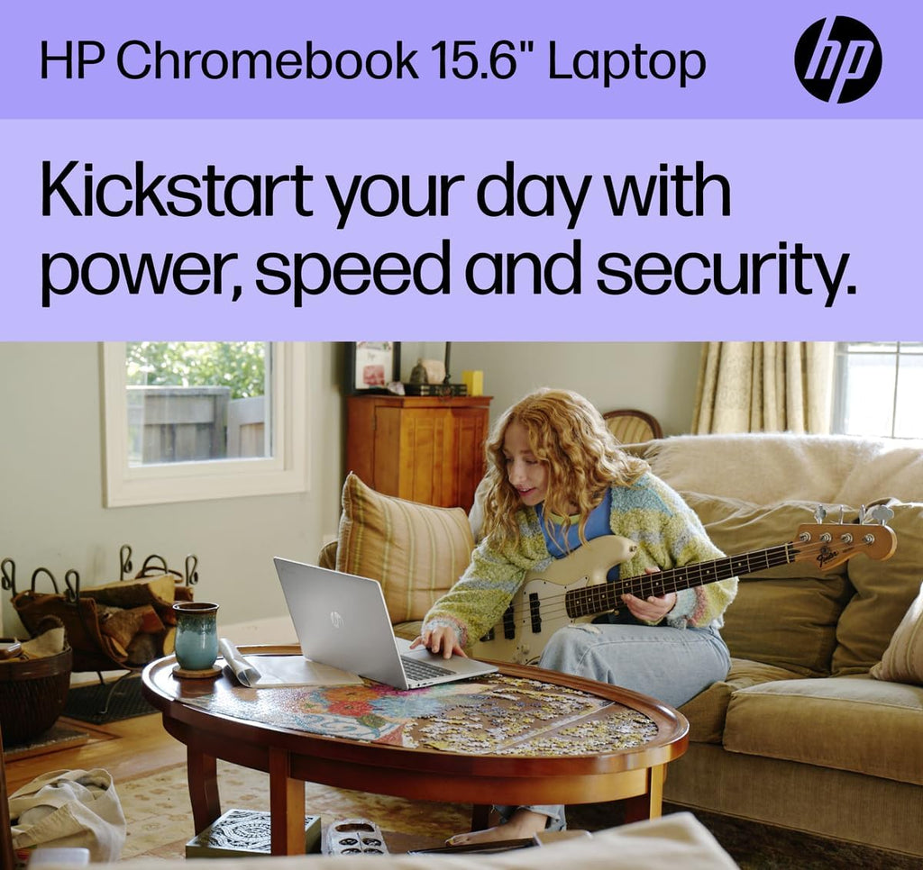 HP 15 Laptop Chromebook w/Bluetooth Mouse (15.6' Anti-Glare, Intel N200 (> i3-1115G4), 8GB DDR5 RAM, 128GB Storage (64GB eMMC + 64GB SD Card)) Home & Student, Wi-Fi, Numeric KB, Webcam, Chrome OS