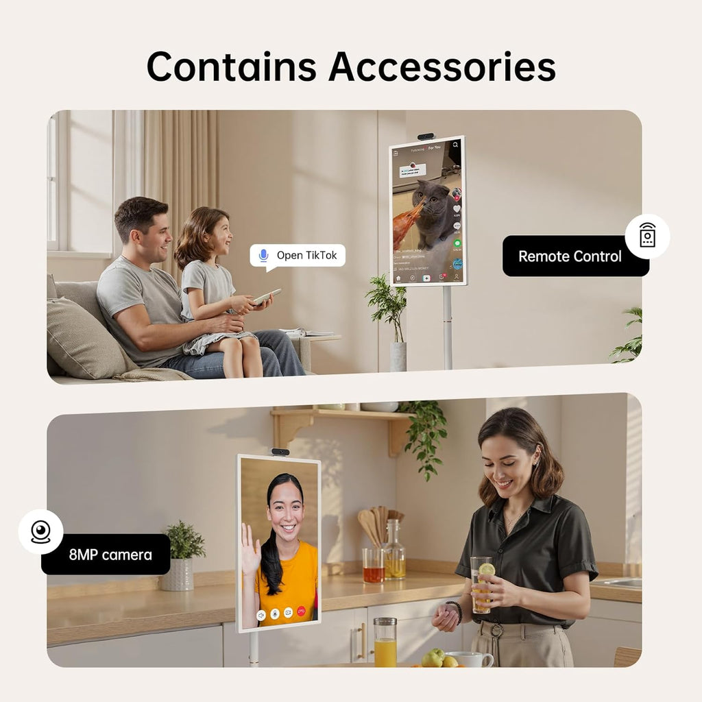 ApoloSign 32 inch UHD 4K Smart Portable TV Gen2, 16G +256G Storage, Android 15 OS, 15000mAh, Rolling TV on Wheels with Rotatable Touch Screen, Built-in Battery, Full Swivel Rotation, Voice Remote