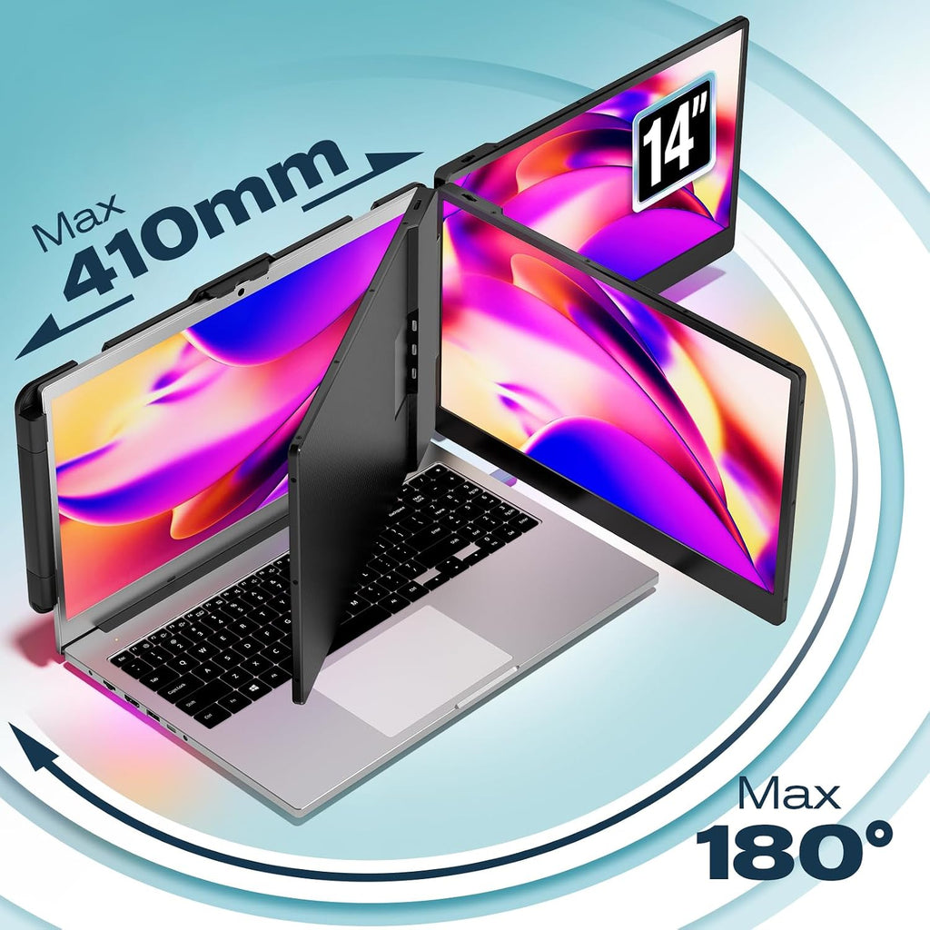 Teamgee 14' Laptop Screen Extender, S1 Dual FHD IPS Portable Monitor for 13–17' Laptops, USB-C/HDMI Plug & Play, Compatible with Windows, macOS & Android, Perfect for Hybrid Work & Travel