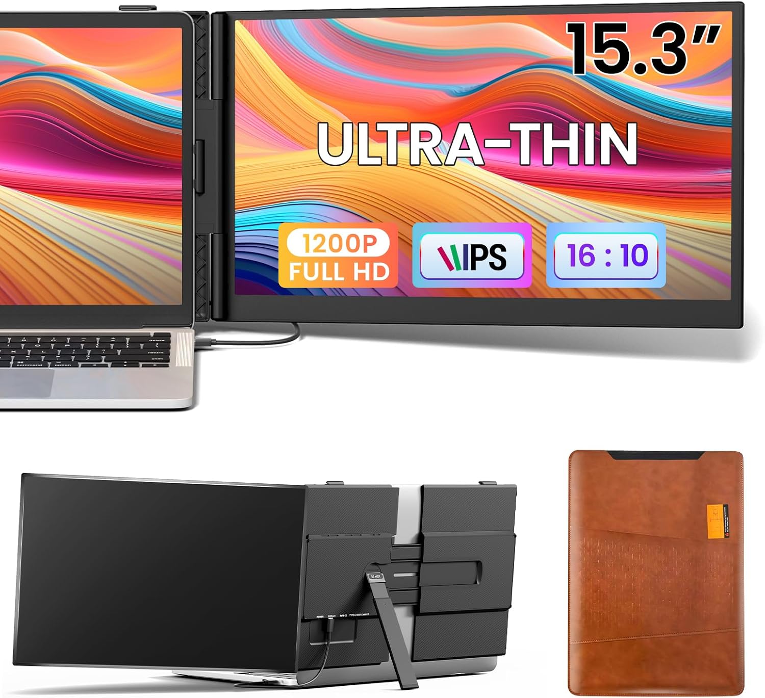 Vixtan Laptop Screen Extender, 15.3' FHD 1080P Portable Dual Monitor, Ultra-Thin 1.7lbs Plug & Play for 13'-17' Laptops